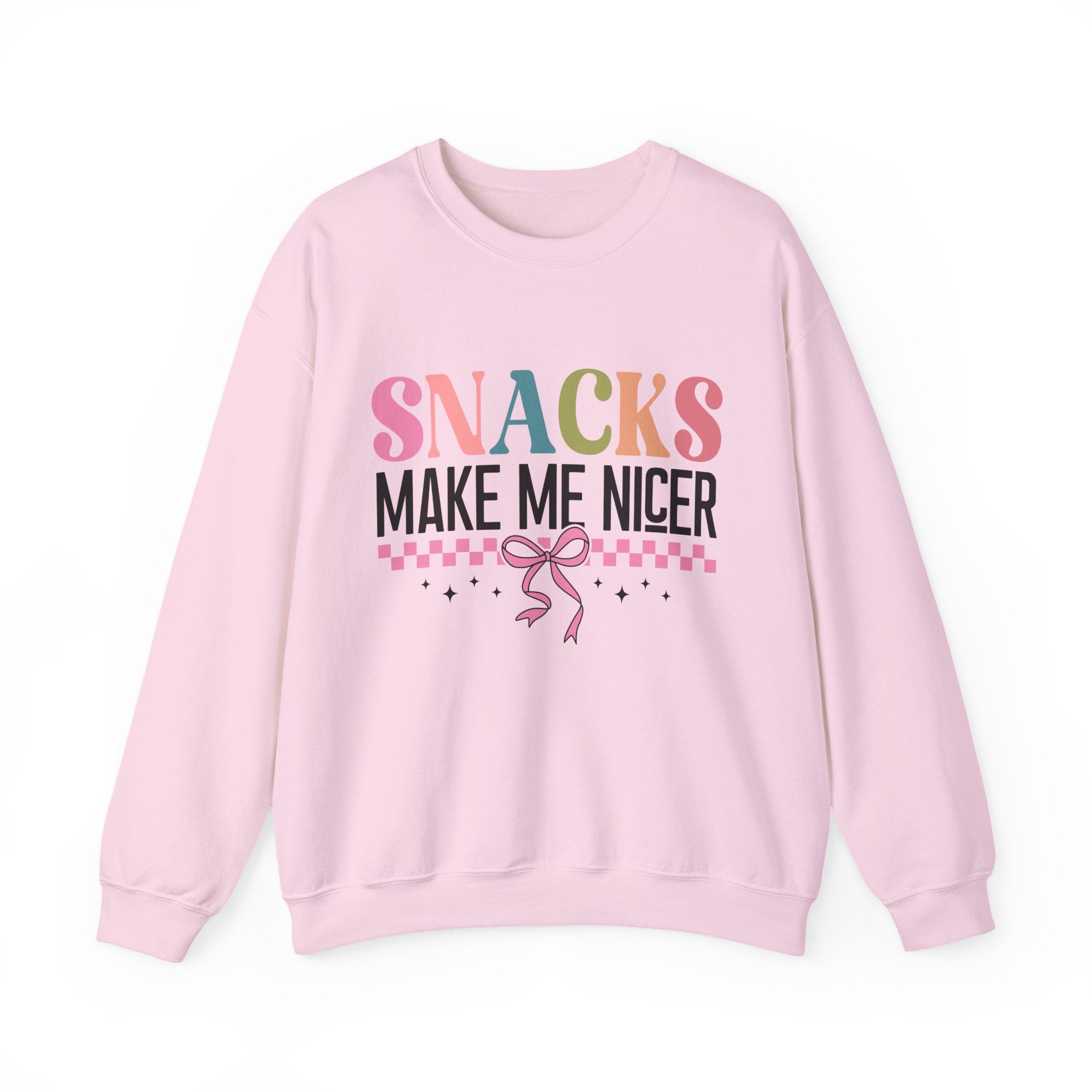 Sweatshirt — "Snacks Make Me Nicer" Cozy Graphic Crewneck