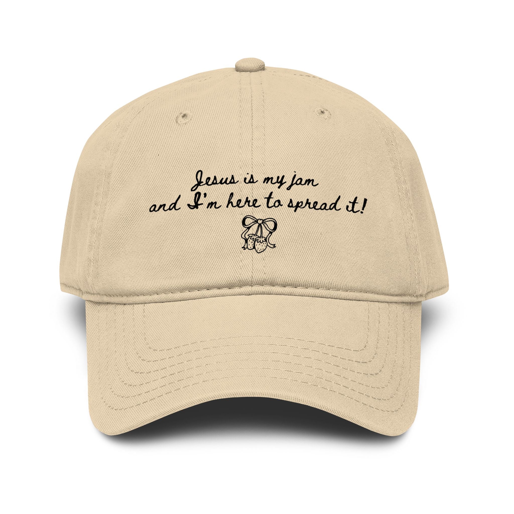 Embroidered 'Jesus is my Jam' Washed Baseball Cap
