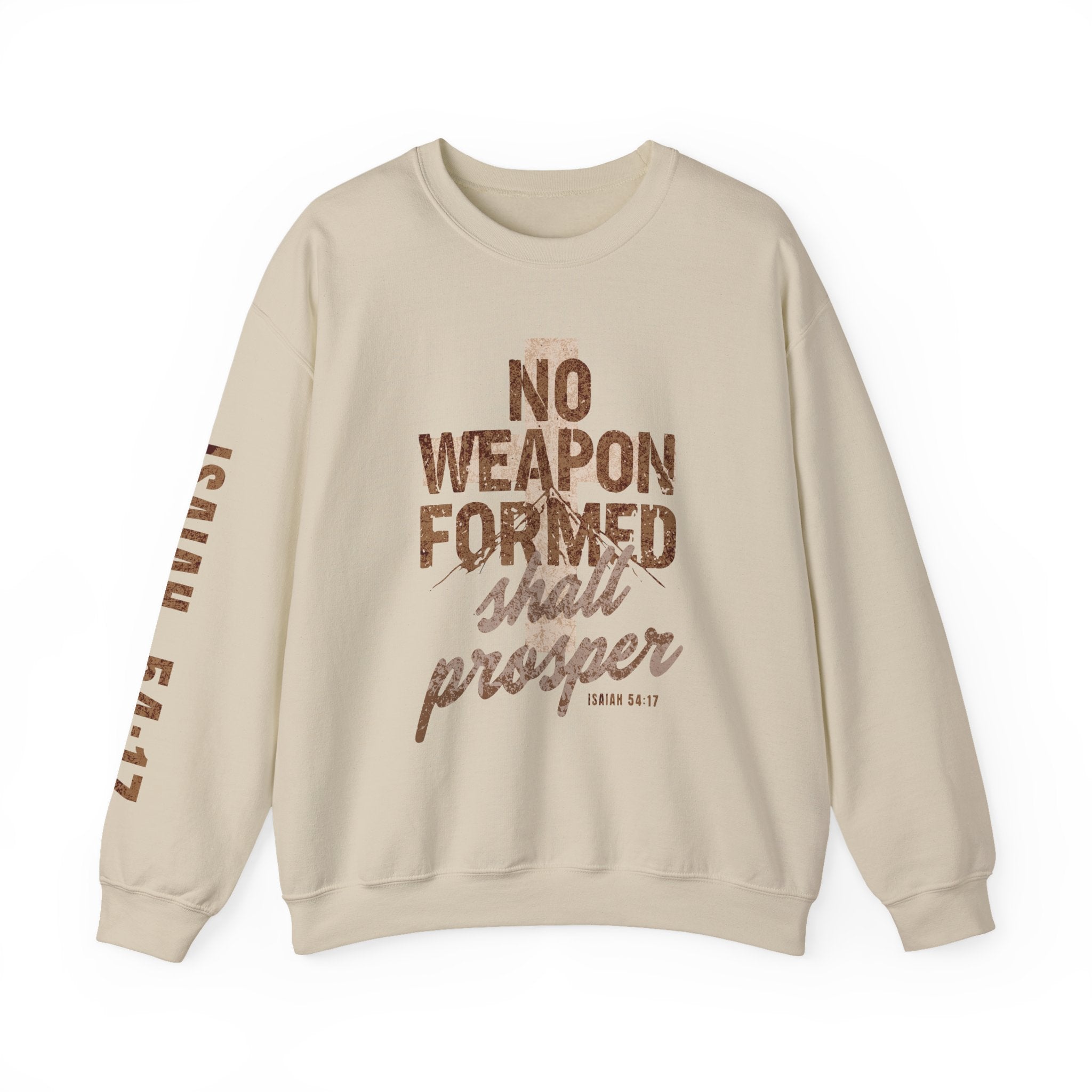 No Weapon Formed Shall Prosper Isaiah 54:17 Christian Crewneck