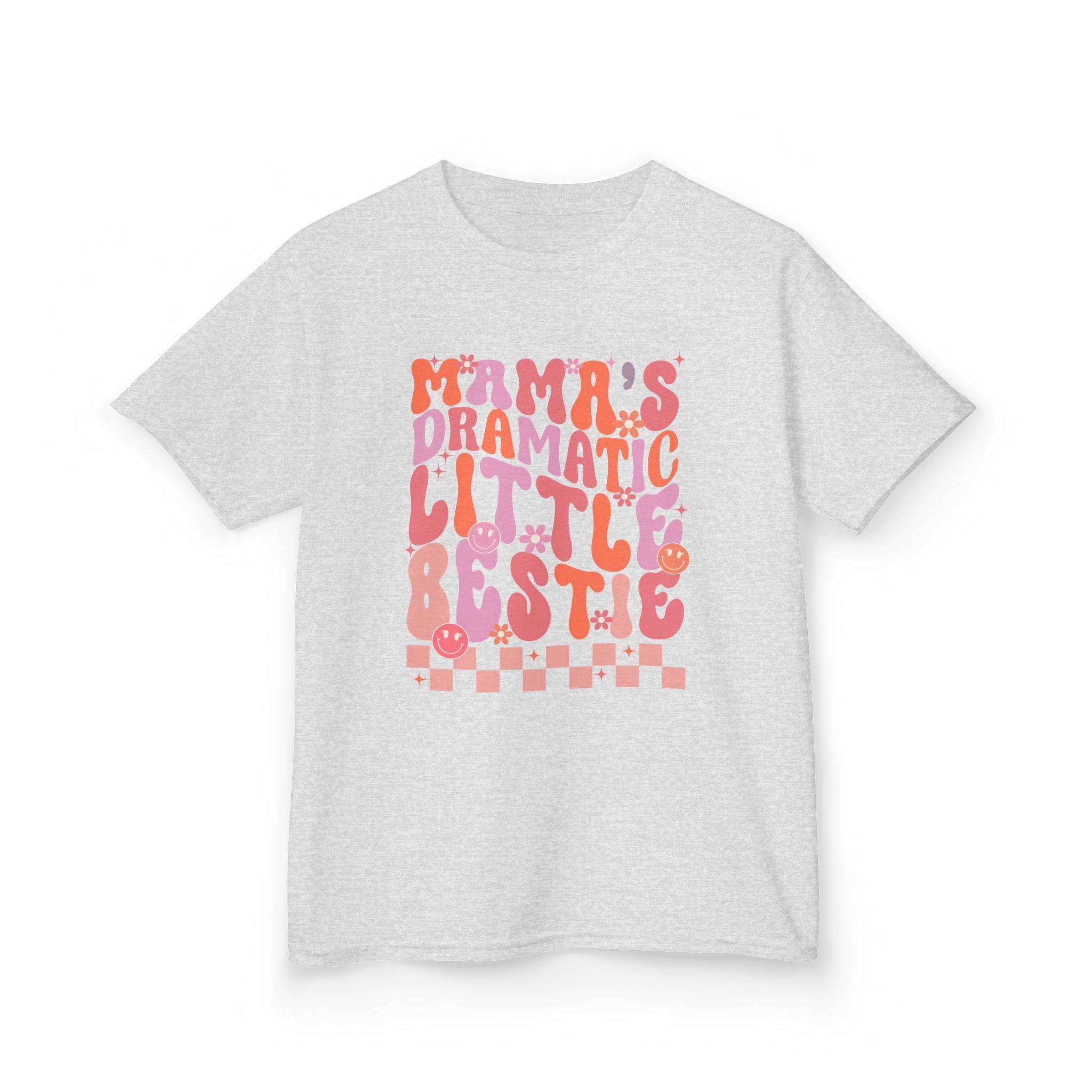 Kids Tee — "Mama's Dramatic Little Bestie" Retro Pink Graphic Shirt