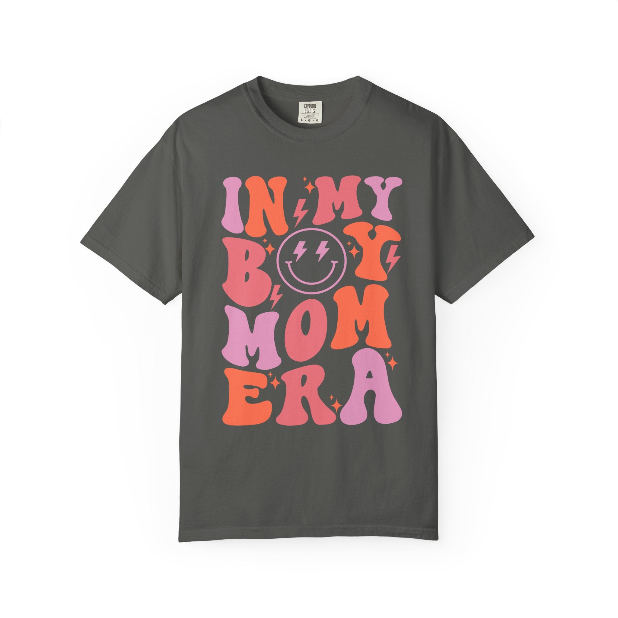 Mom Era Retro Graphic T-Shirt — "In My Boy Mom Era" Smiley Tee