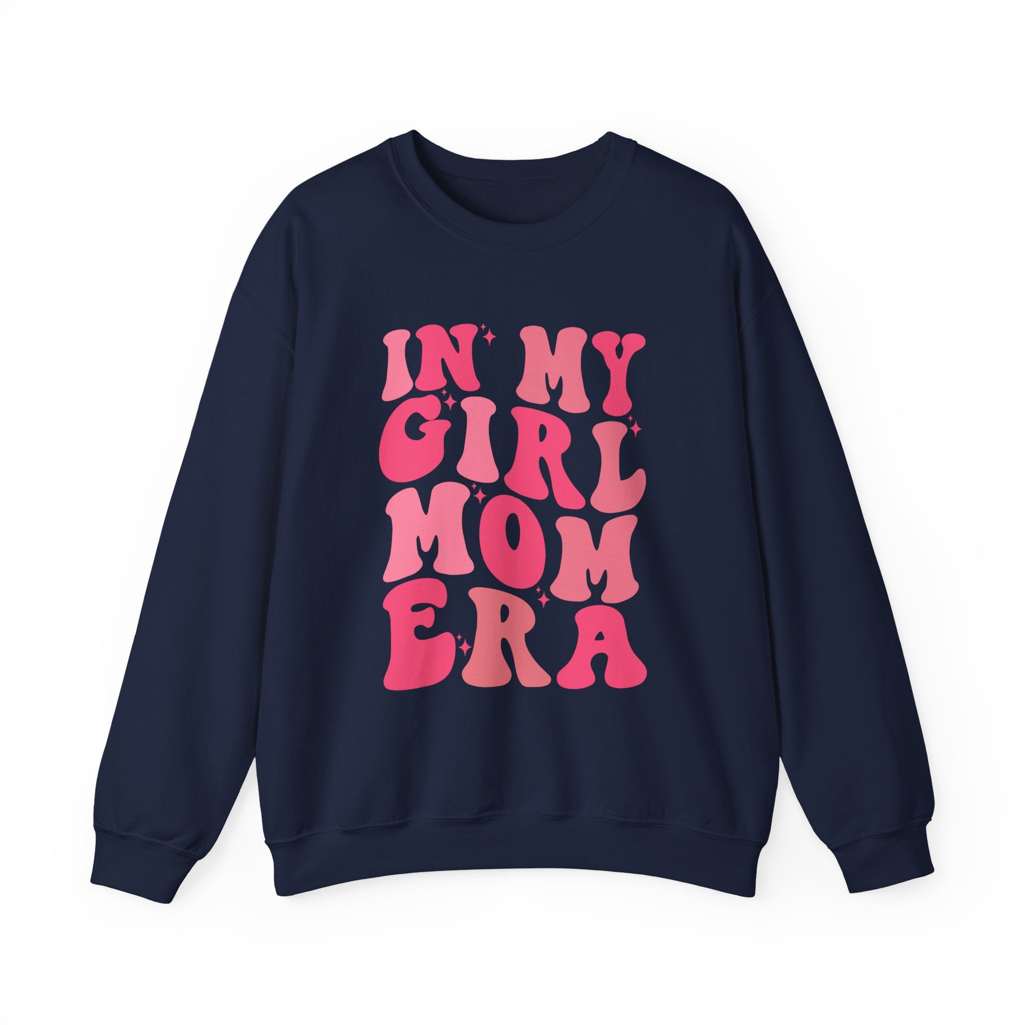 Crewneck Sweatshirt — "In My Girl Mom Era" Retro Pink Graphic