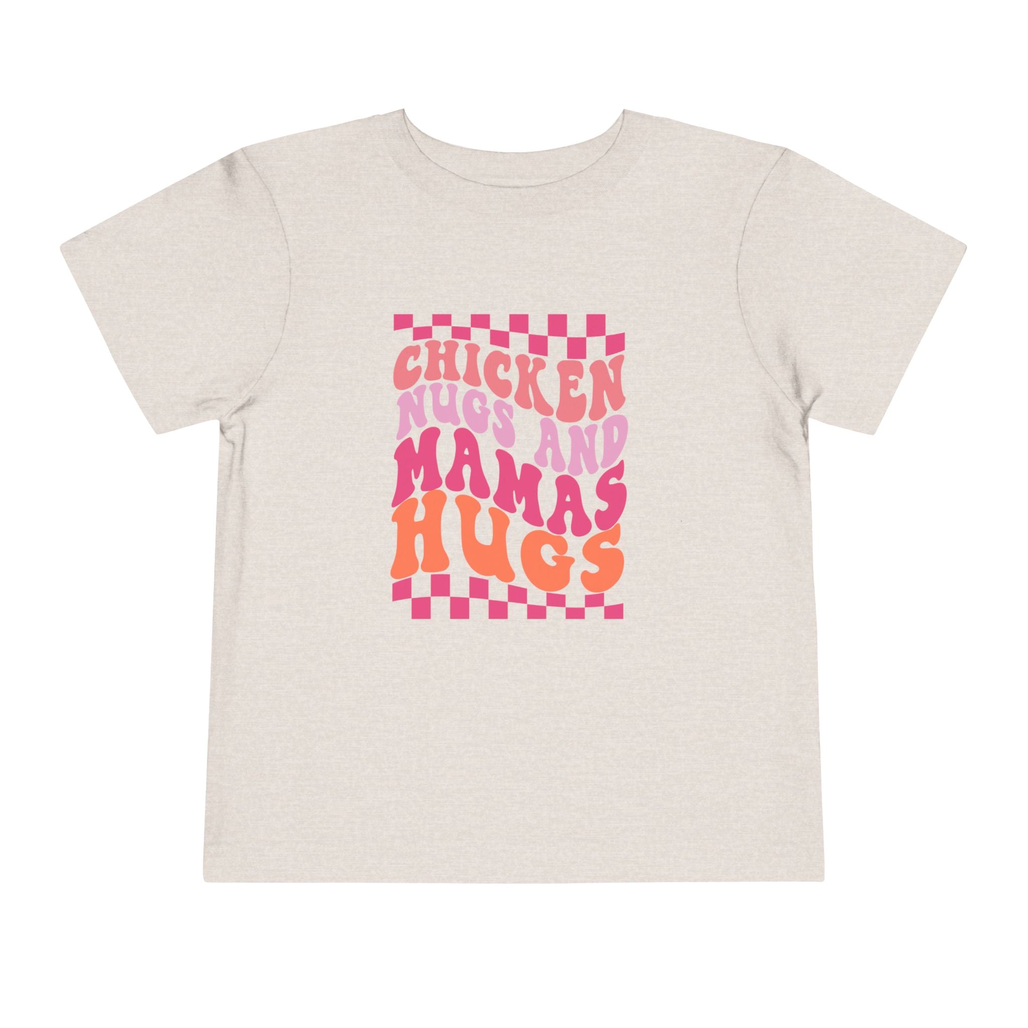 Toddler Tee — "Chicken Hugs and Mama's Hugs" Retro Pink Checkerboard