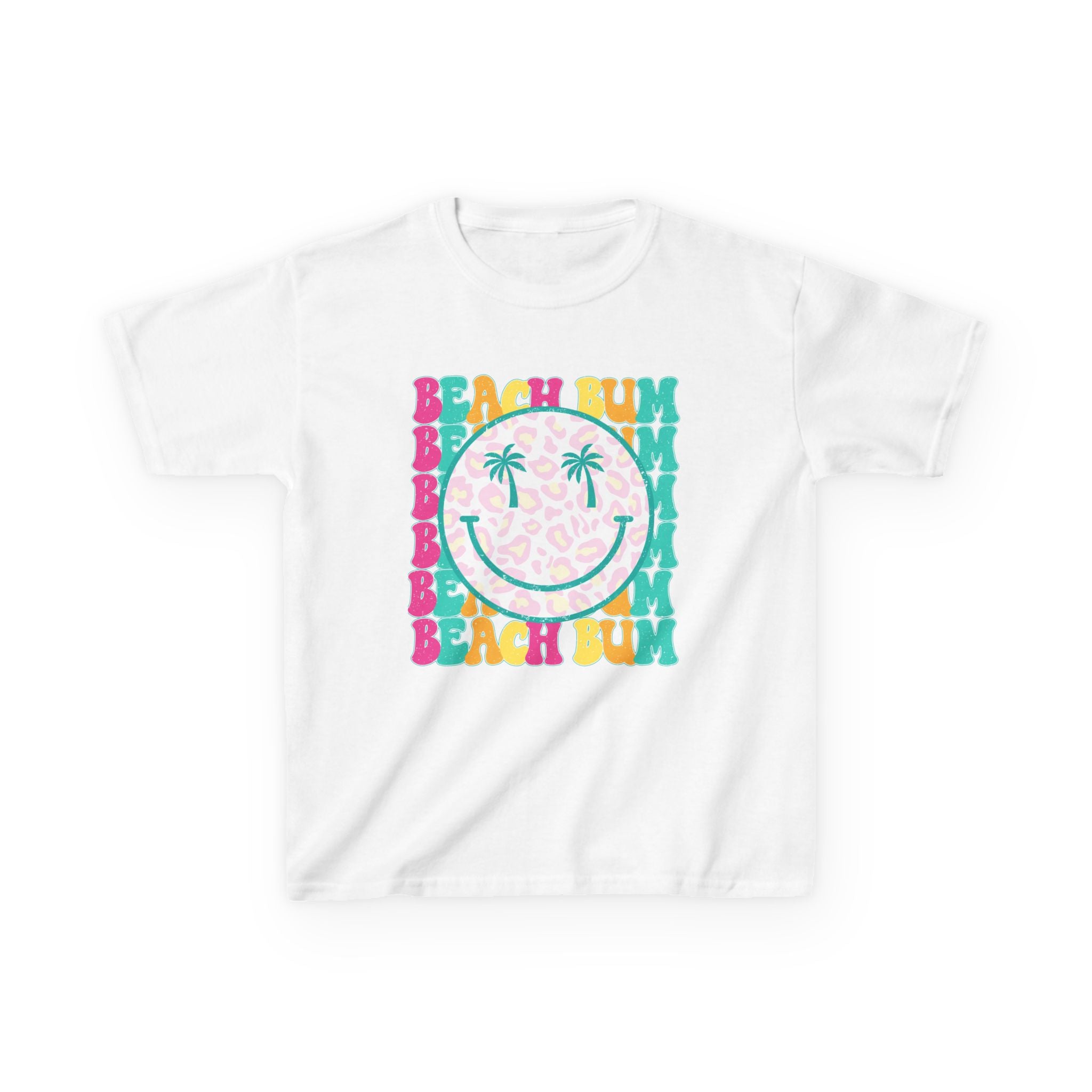 Kids Tee - "Beach Bum" Smiley Palm Graphic Tropical Summer Shirt
