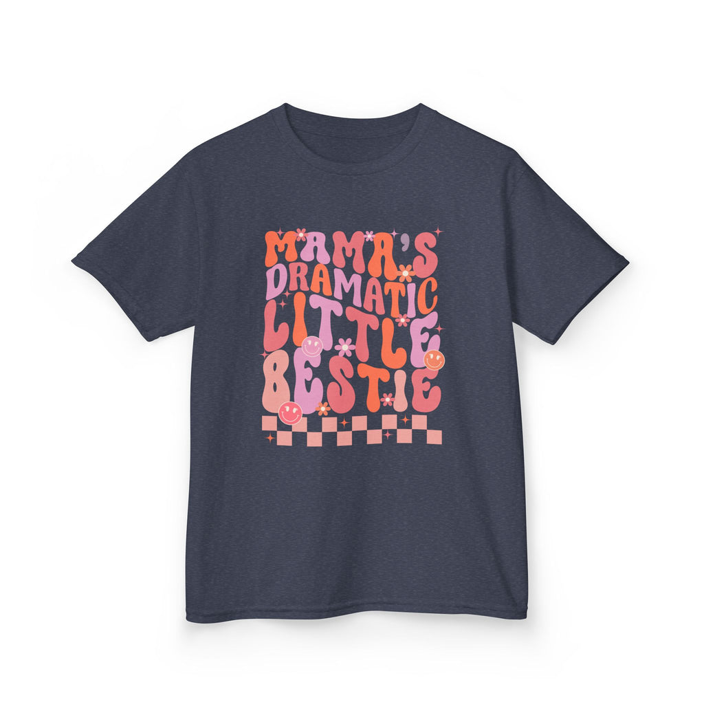 Kids Tee — "Mama's Dramatic Little Bestie" Retro Pink Graphic Shirt