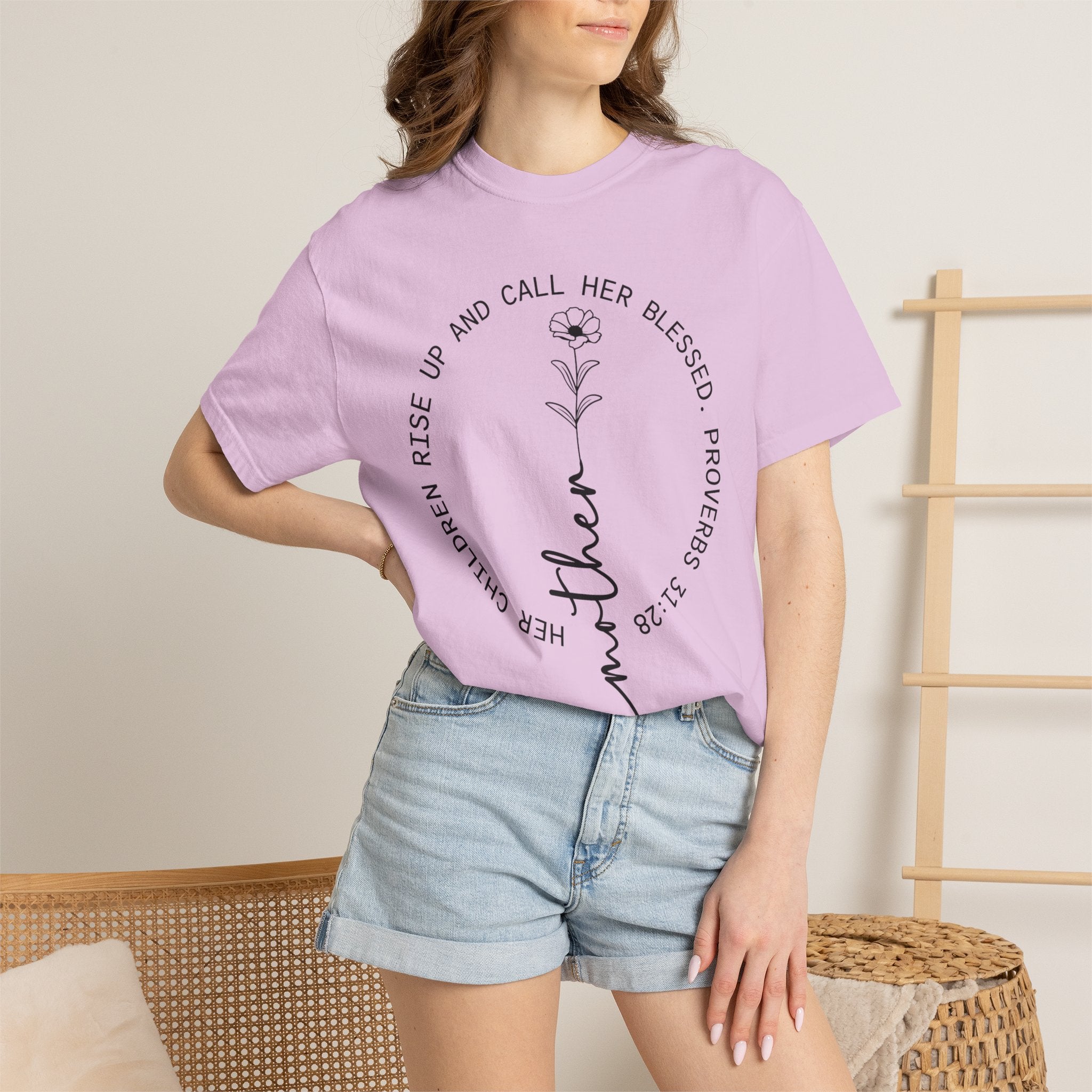 T‑Shirt — “Mother” Floral Scripture Tee (Proverbs 31:28)