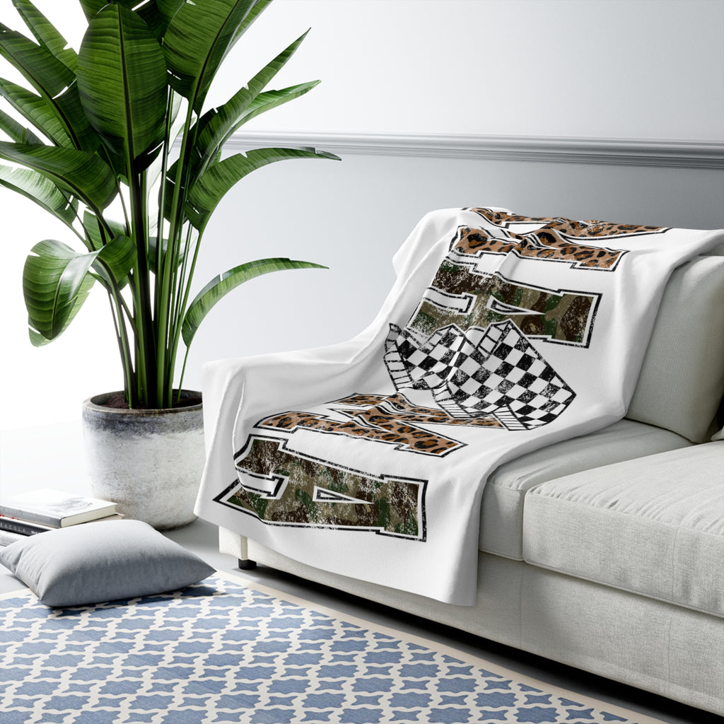 Camo Leopard 'Mama' Sherpa Blanket – Cozy Mother’s Day Throw