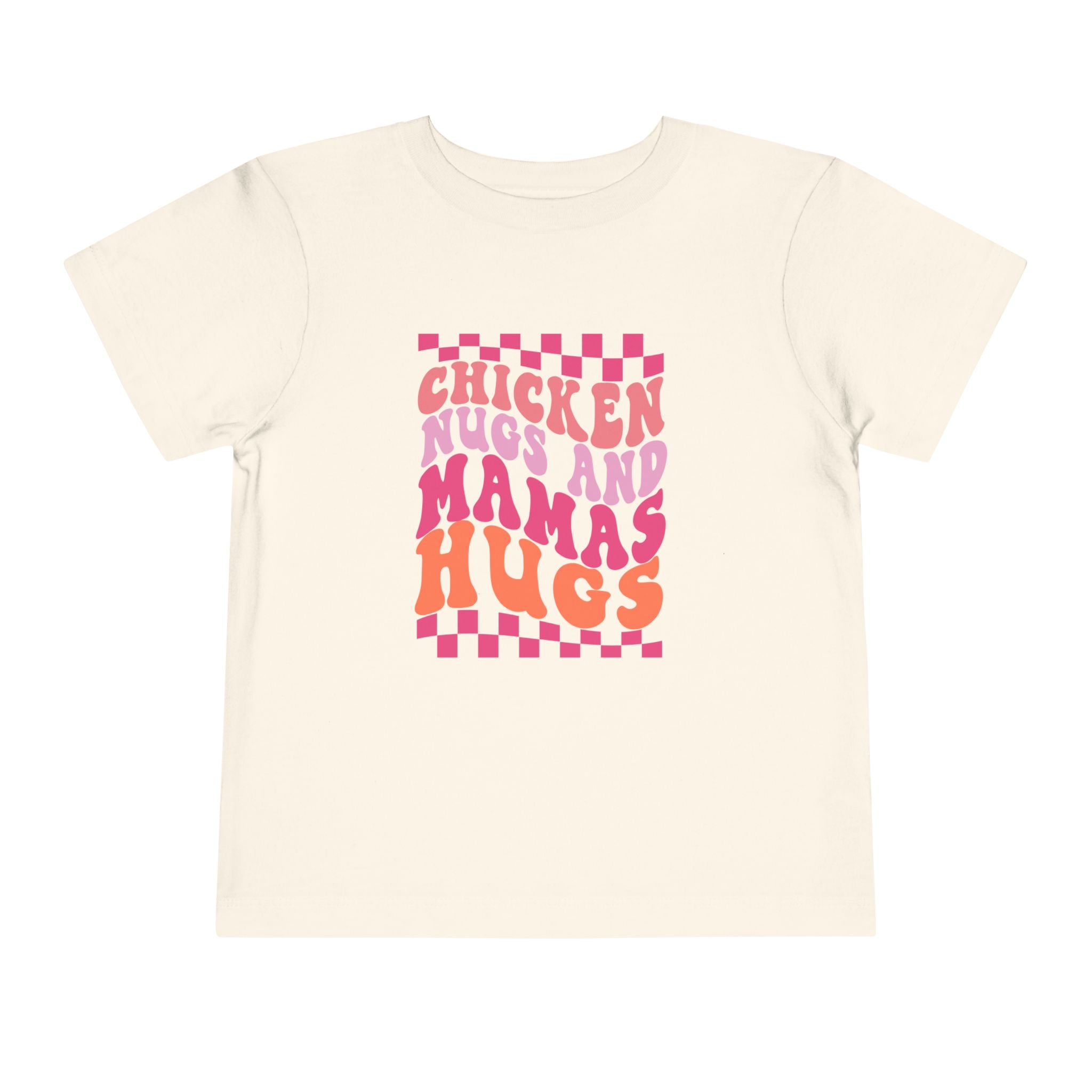 Toddler Tee — "Chicken Hugs and Mama's Hugs" Retro Pink Checkerboard