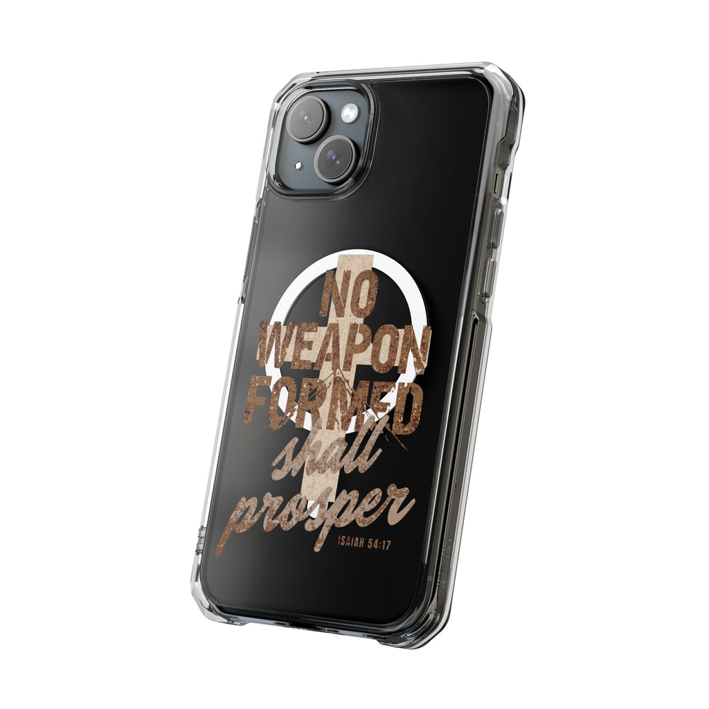 Magnetic Clear Phone Case "No Weapon Formed Shall Prosper"