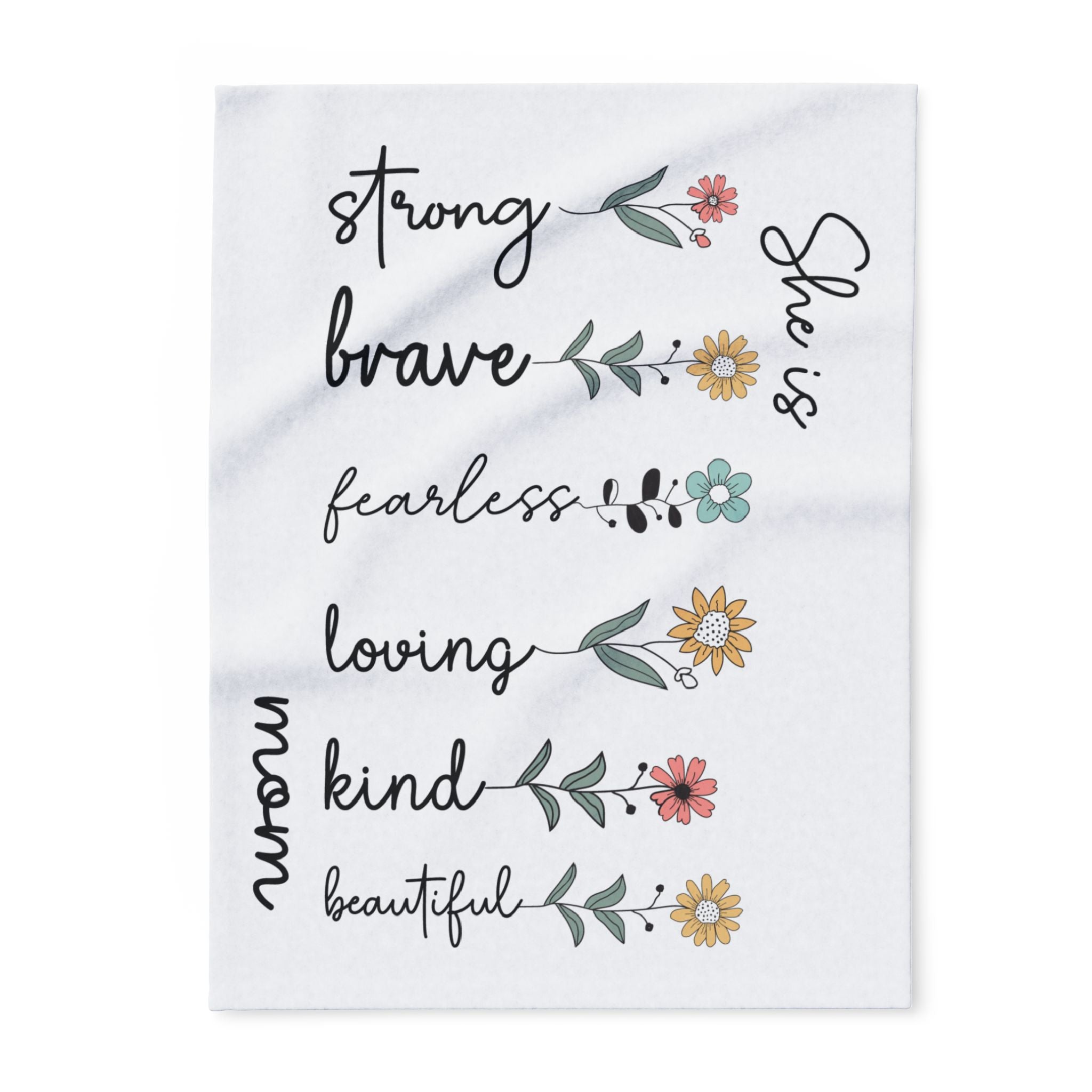 Arctic Fleece Blanket — "She is"  (Strong, Brave, Loving, Kind)