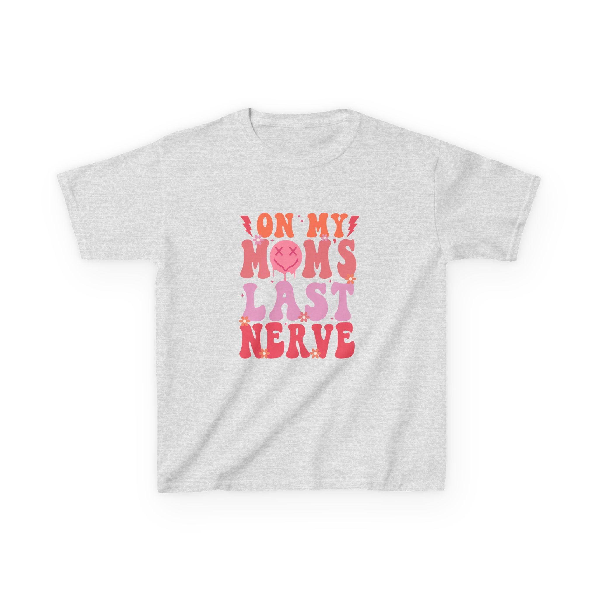 Kids Tee — "On My Mom's Last Nerve" Retro Pink Graphic