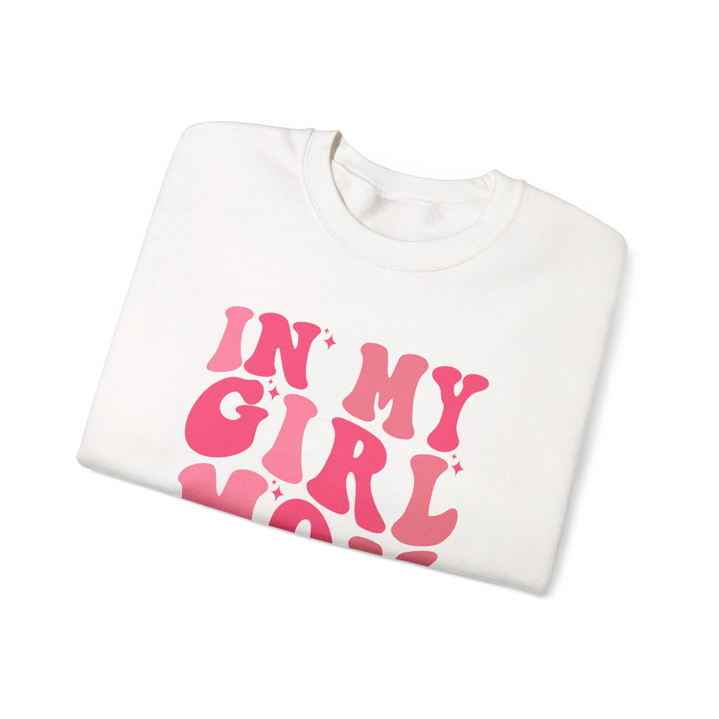 Crewneck Sweatshirt — "In My Girl Mom Era" Retro Pink Graphic