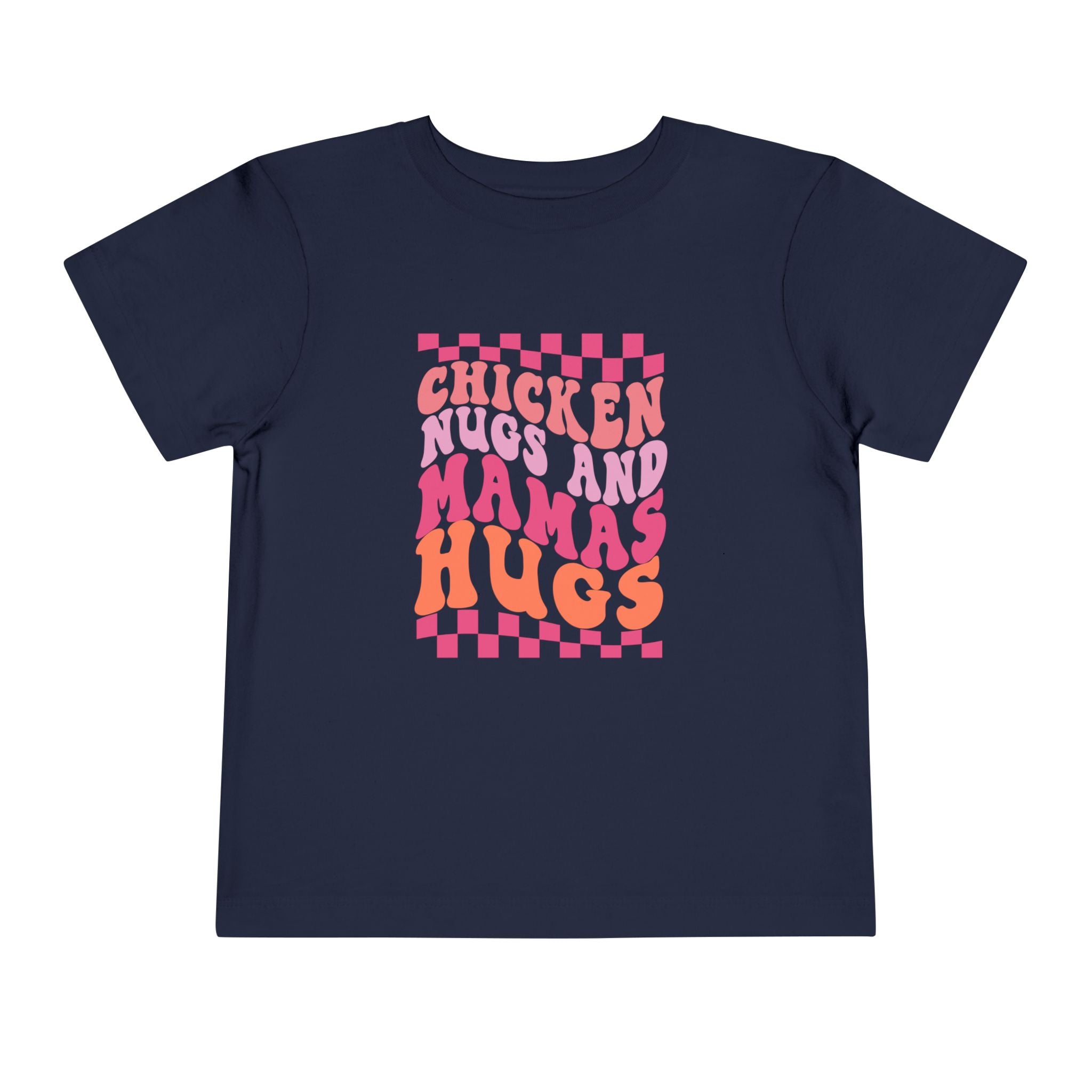 Toddler Tee — "Chicken Hugs and Mama's Hugs" Retro Pink Checkerboard