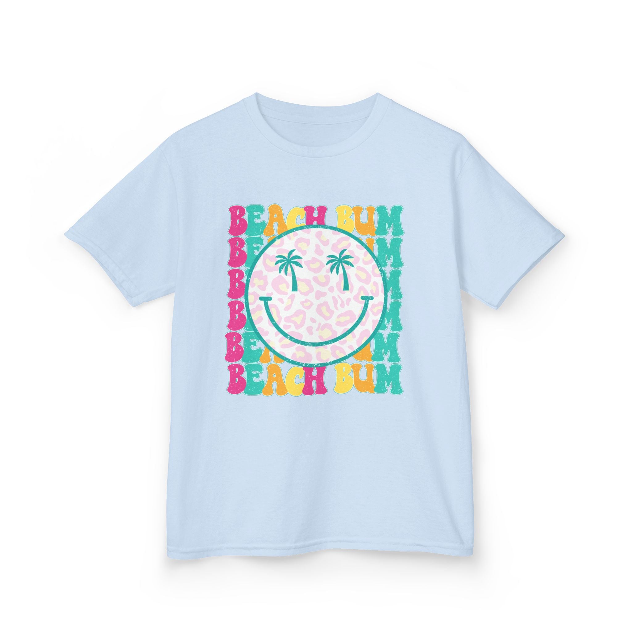 Kids Tee - "Beach Bum" Smiley Palm Graphic Tropical Summer Shirt