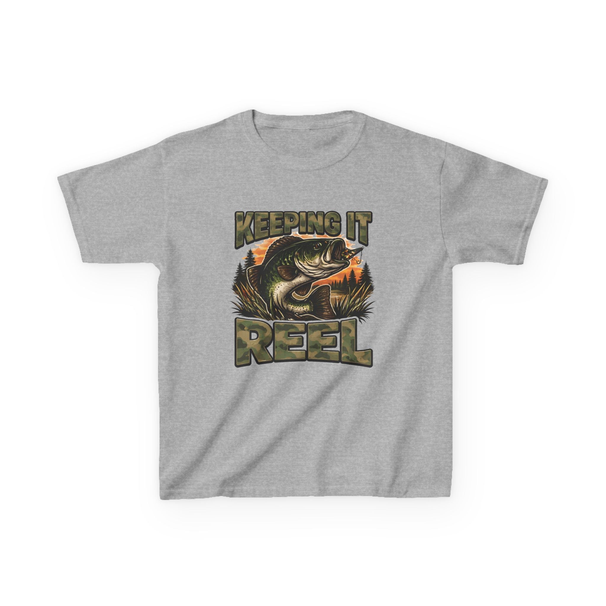 Kids Fishing T-Shirt — "Keeping It Reel" Bass Graphic Tee