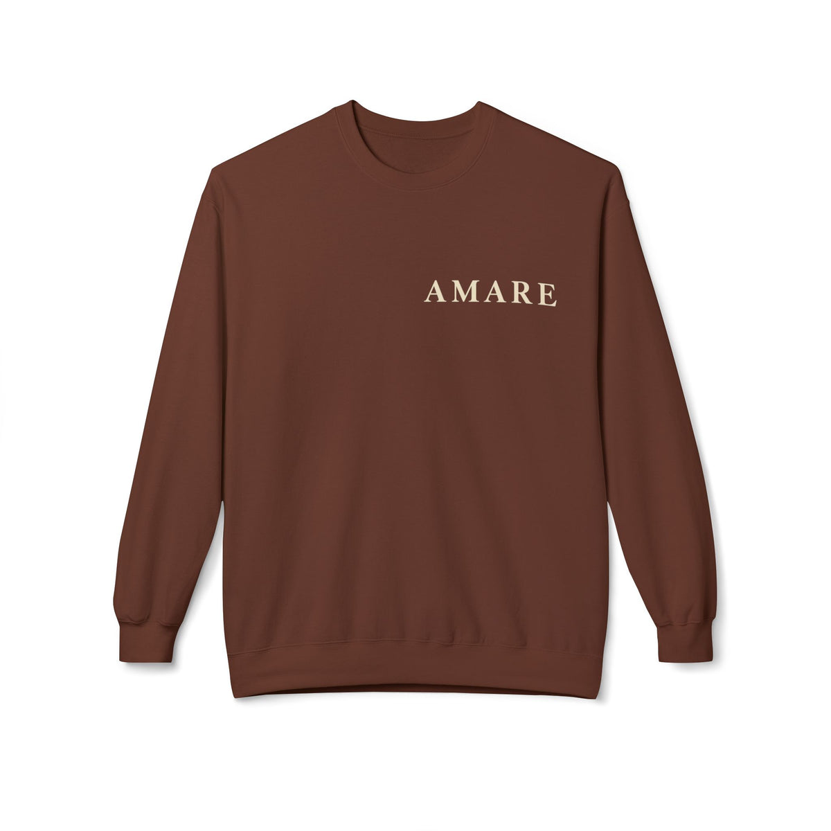 Amare 'Love Serve Grow' Crewneck Sweatshirt — Cozy Brown Inspirational Pullover