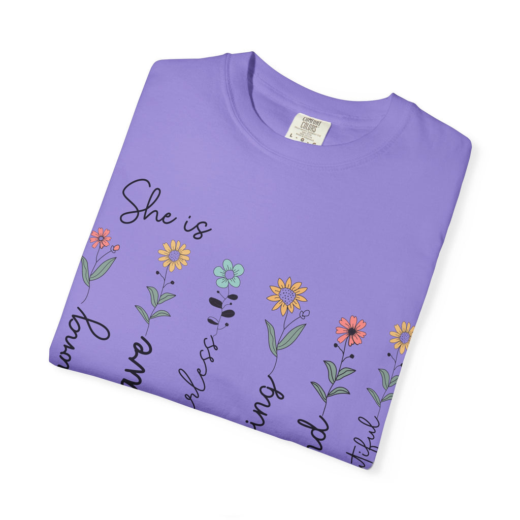 She Is Mom Floral T-Shirt — Brave, Kind, Beautiful Mother's Day Tee