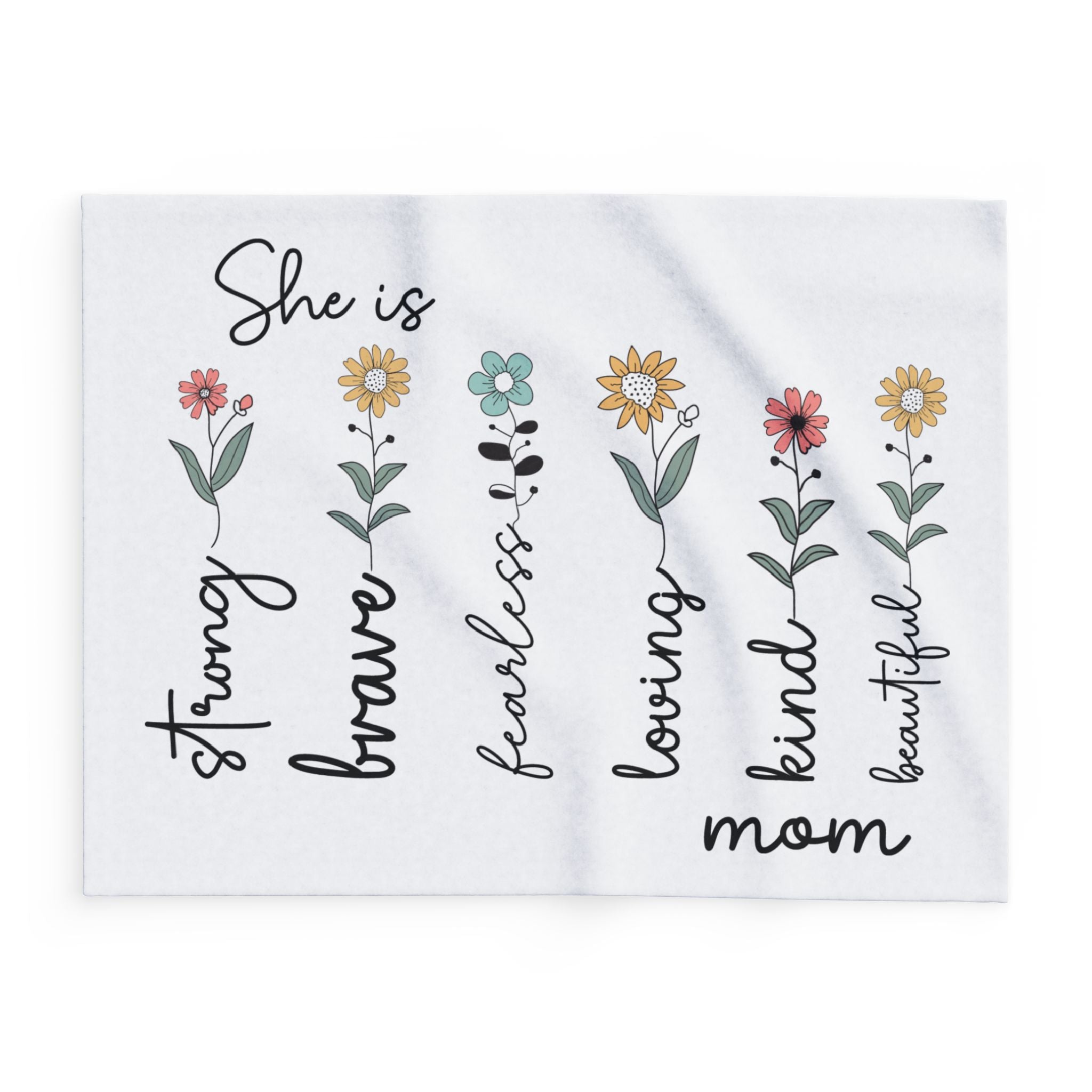 Arctic Fleece Blanket — "She is"  (Strong, Brave, Loving, Kind)