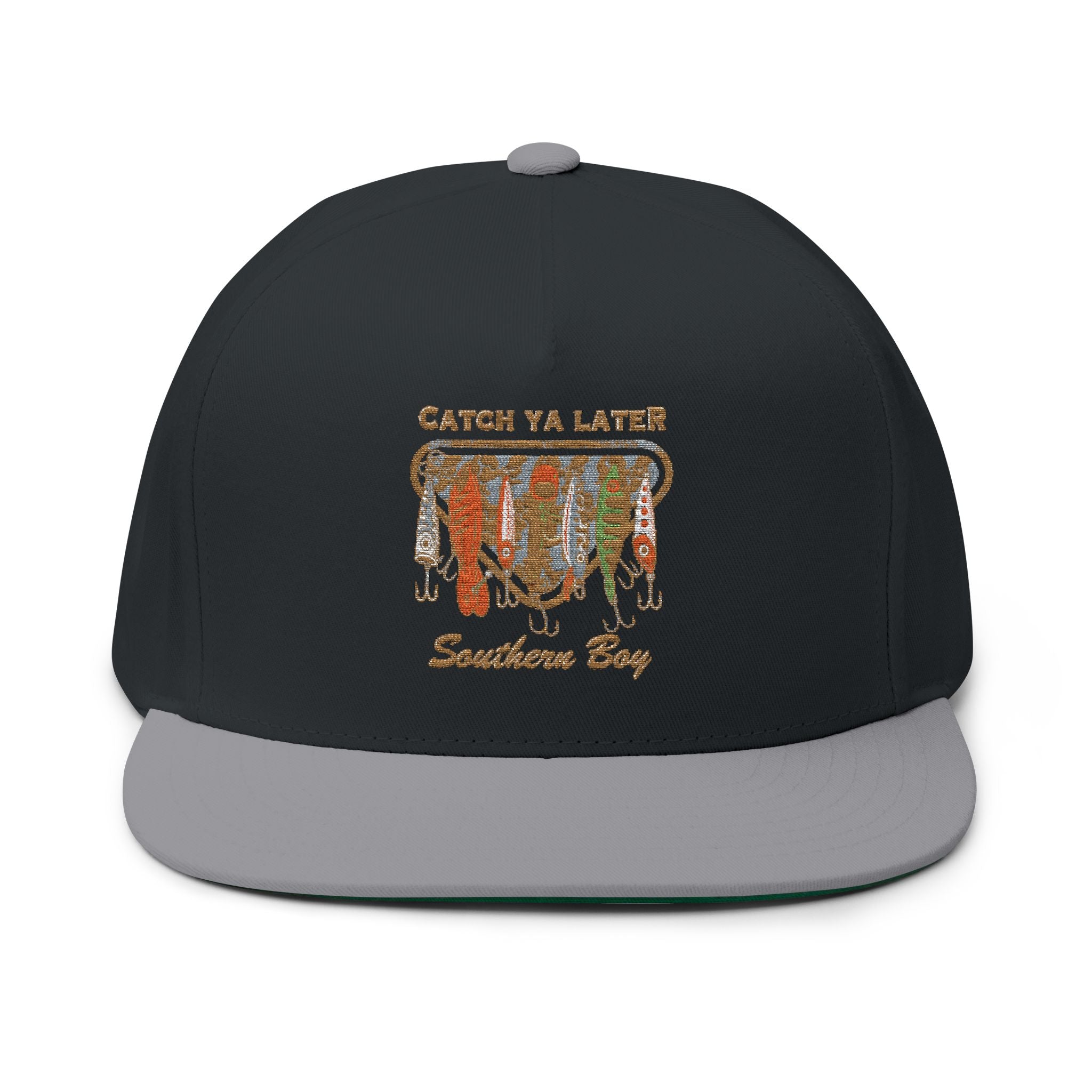 Southern Bay Embroidered Flat Bill Cap — "Catch Ya Later" Fishing Lures