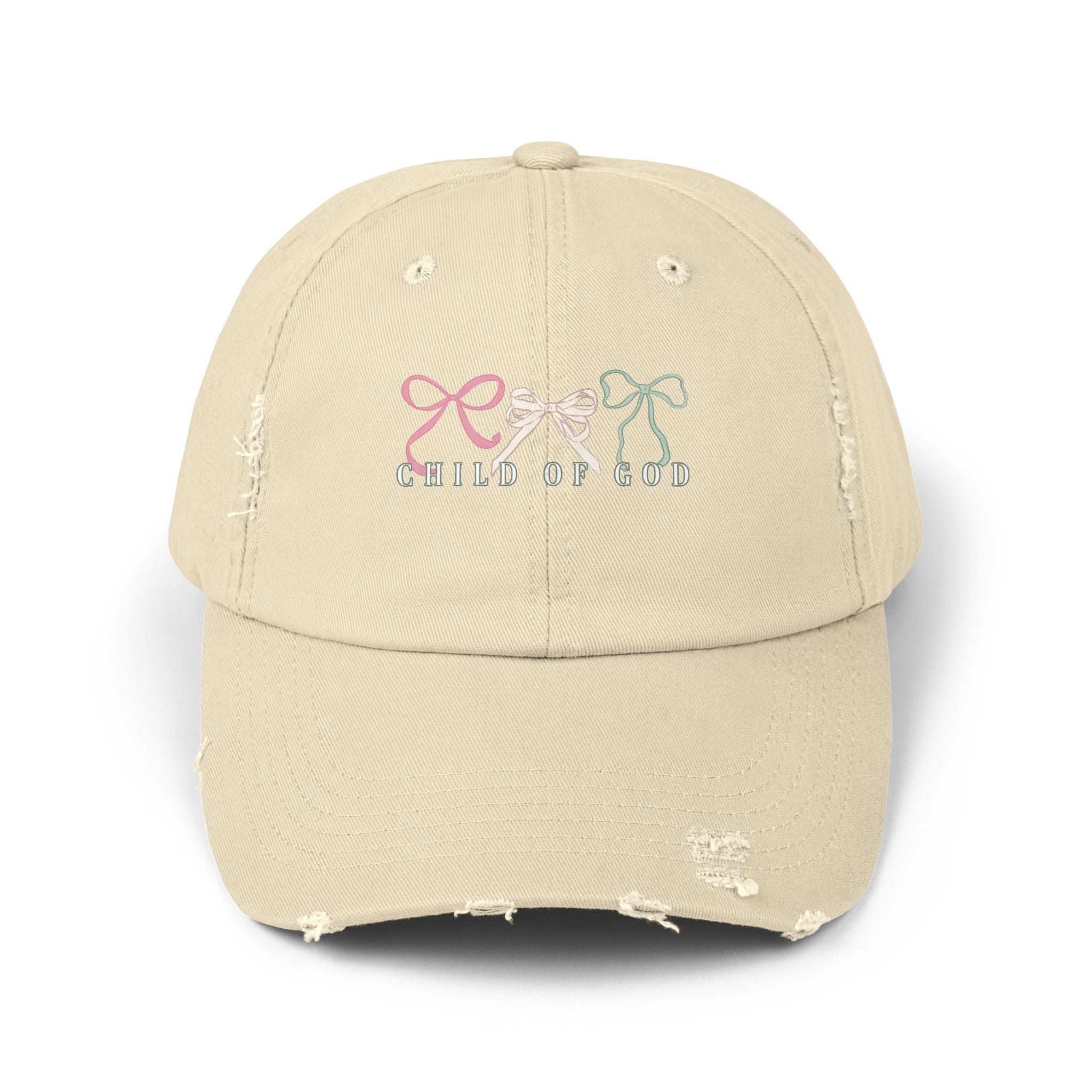 Distressed Cap — Child of God Bows Embroidered Hat