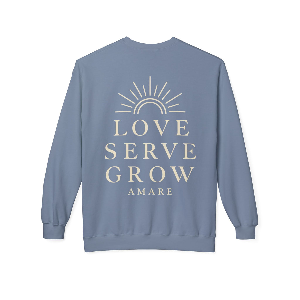 Amare 'Love Serve Grow' Crewneck Sweatshirt — Cozy Brown Inspirational Pullover