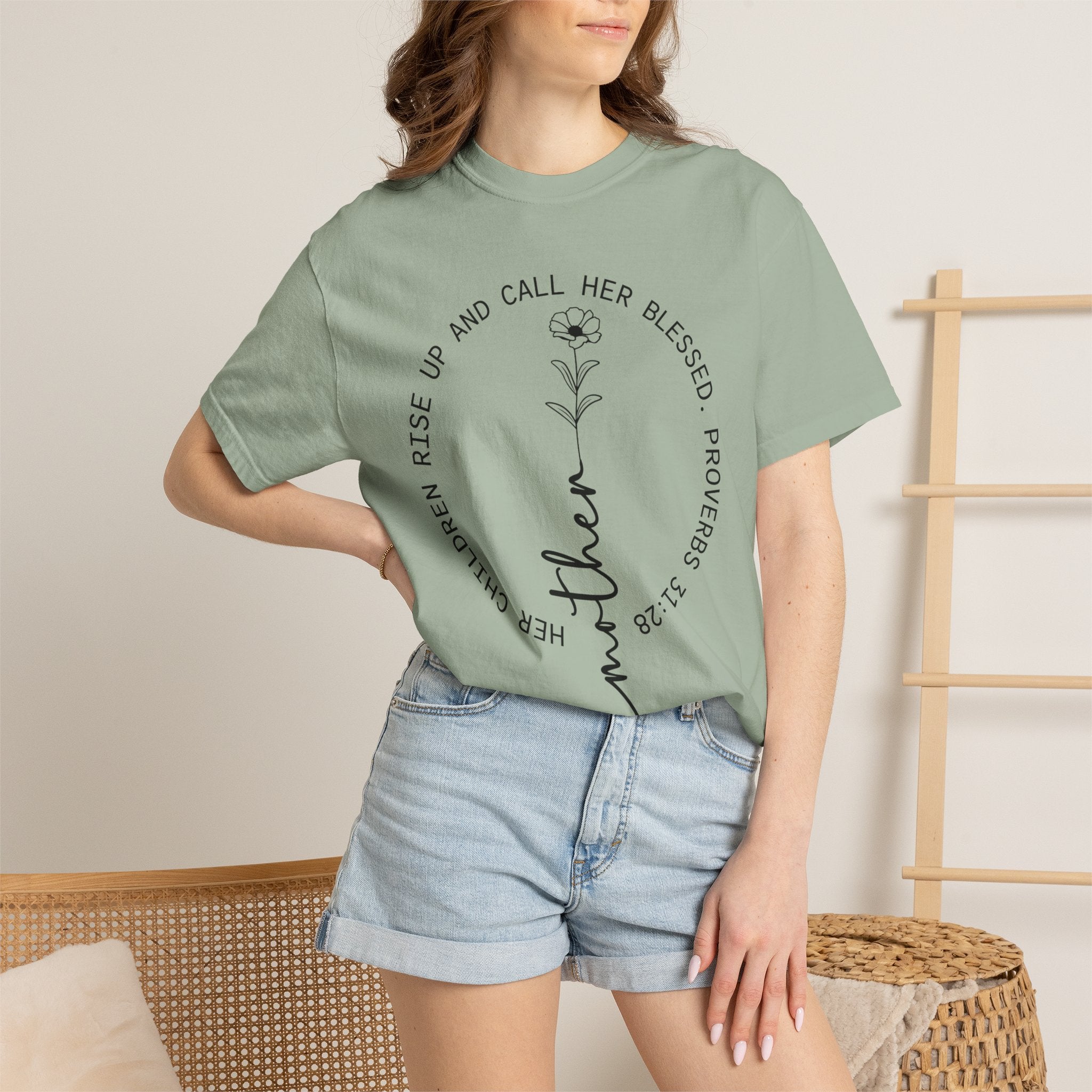 T‑Shirt — “Mother” Floral Scripture Tee (Proverbs 31:28)