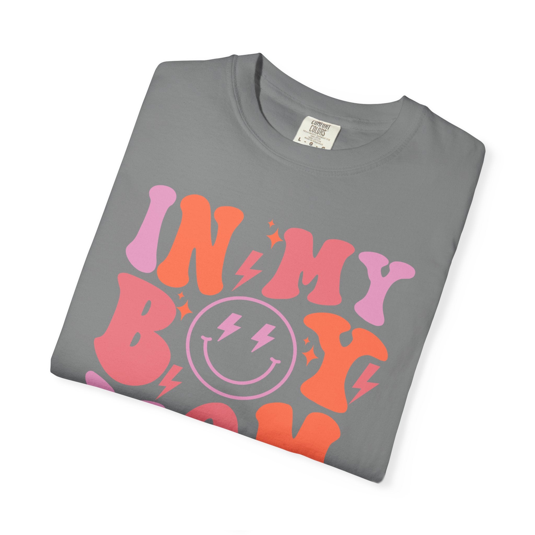 Mom Era Retro Graphic T-Shirt — "In My Boy Mom Era" Smiley Tee