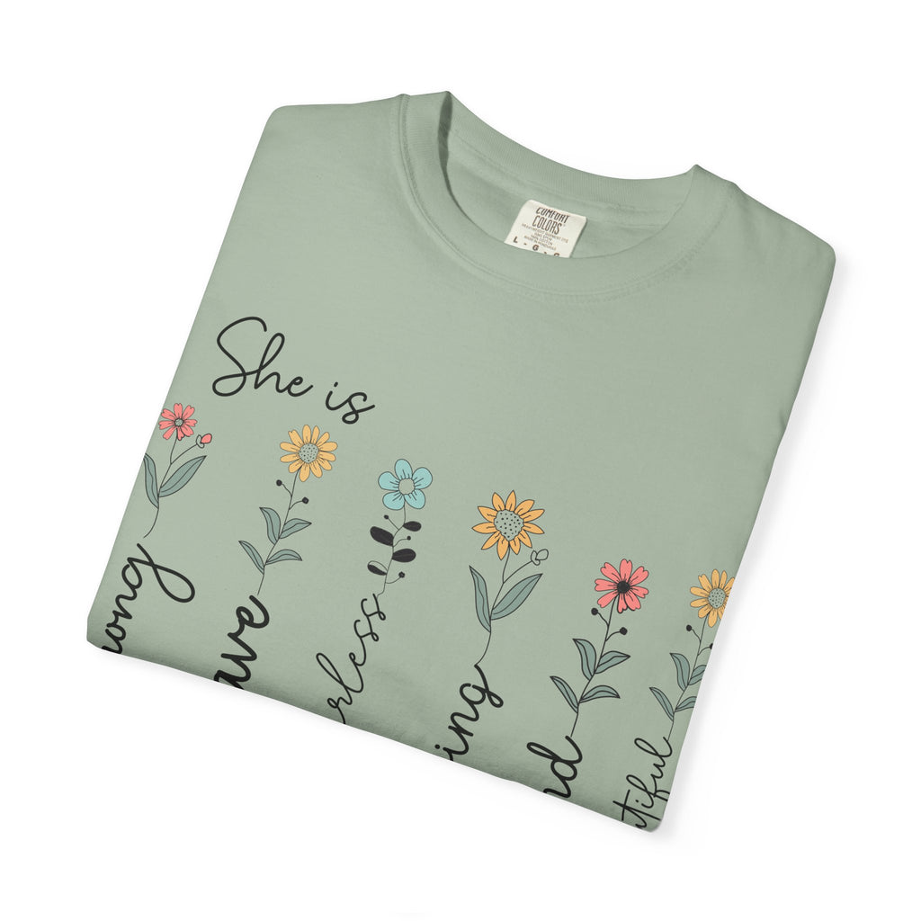 She Is Mom Floral T-Shirt — Brave, Kind, Beautiful Mother's Day Tee