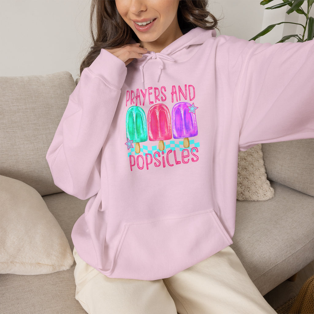 Prayer & Popsicles Hoodie — Cute Pastel Faith Graphic Sweatshirt