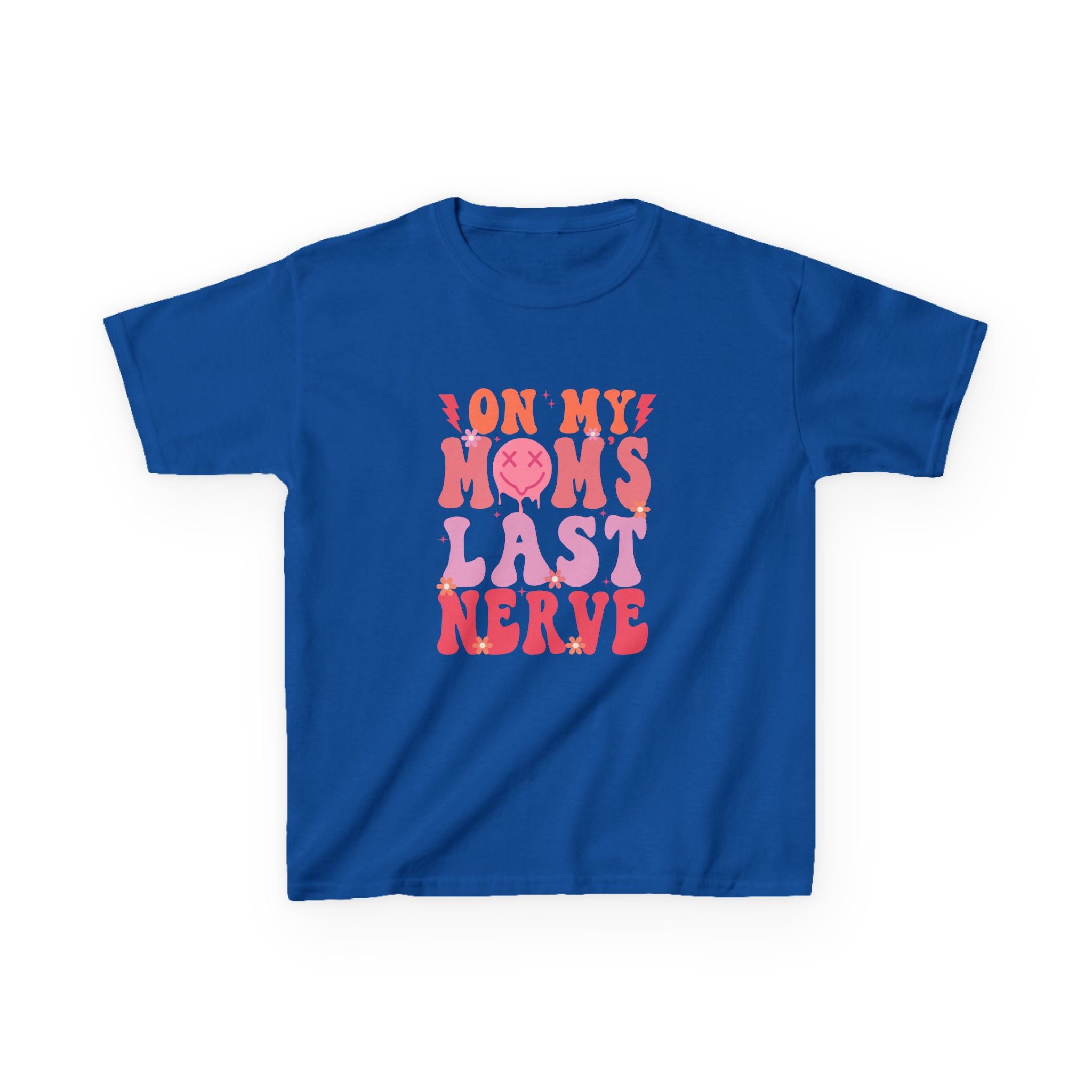 Kids Tee — "On My Mom's Last Nerve" Retro Pink Graphic