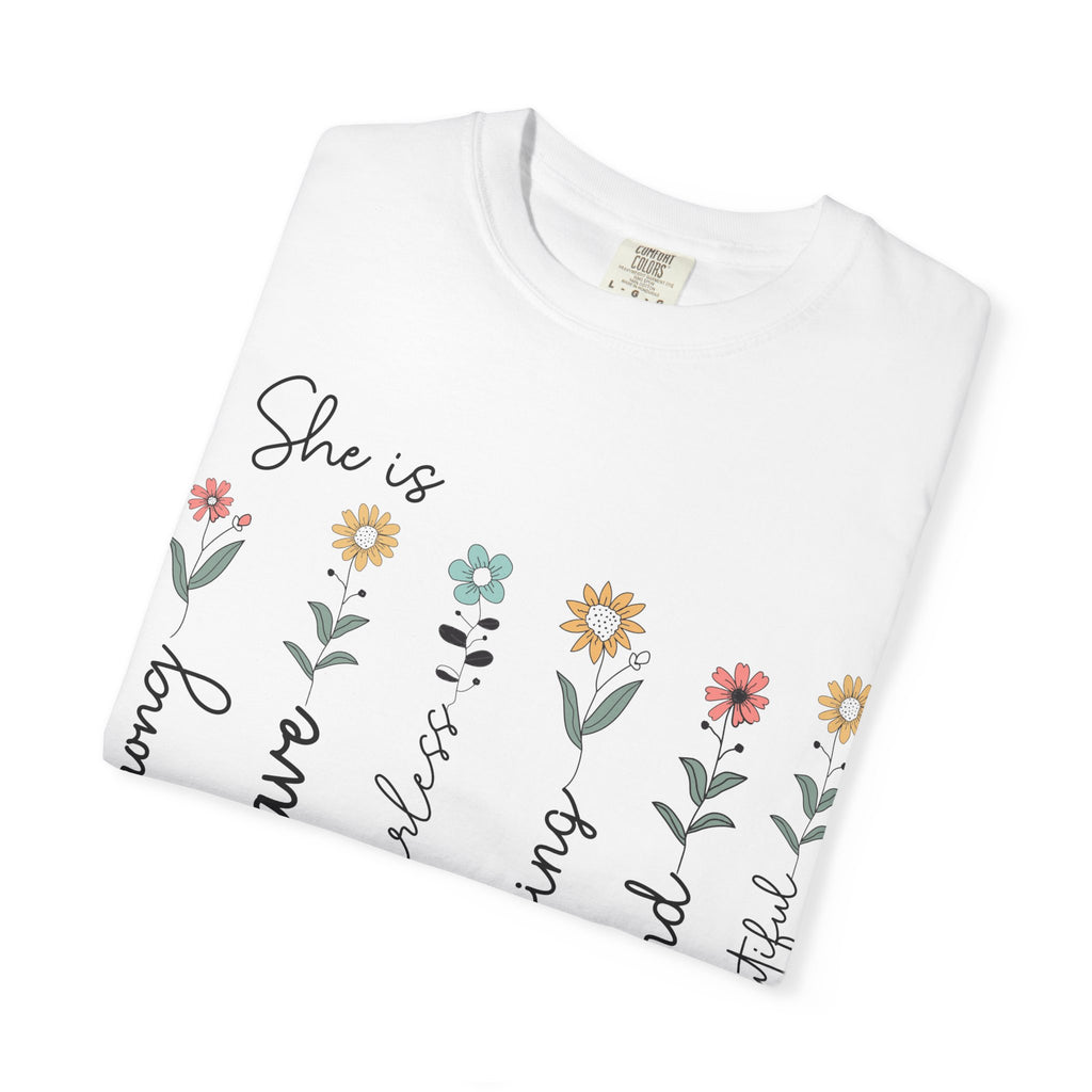 She Is Mom Floral T-Shirt — Brave, Kind, Beautiful Mother's Day Tee