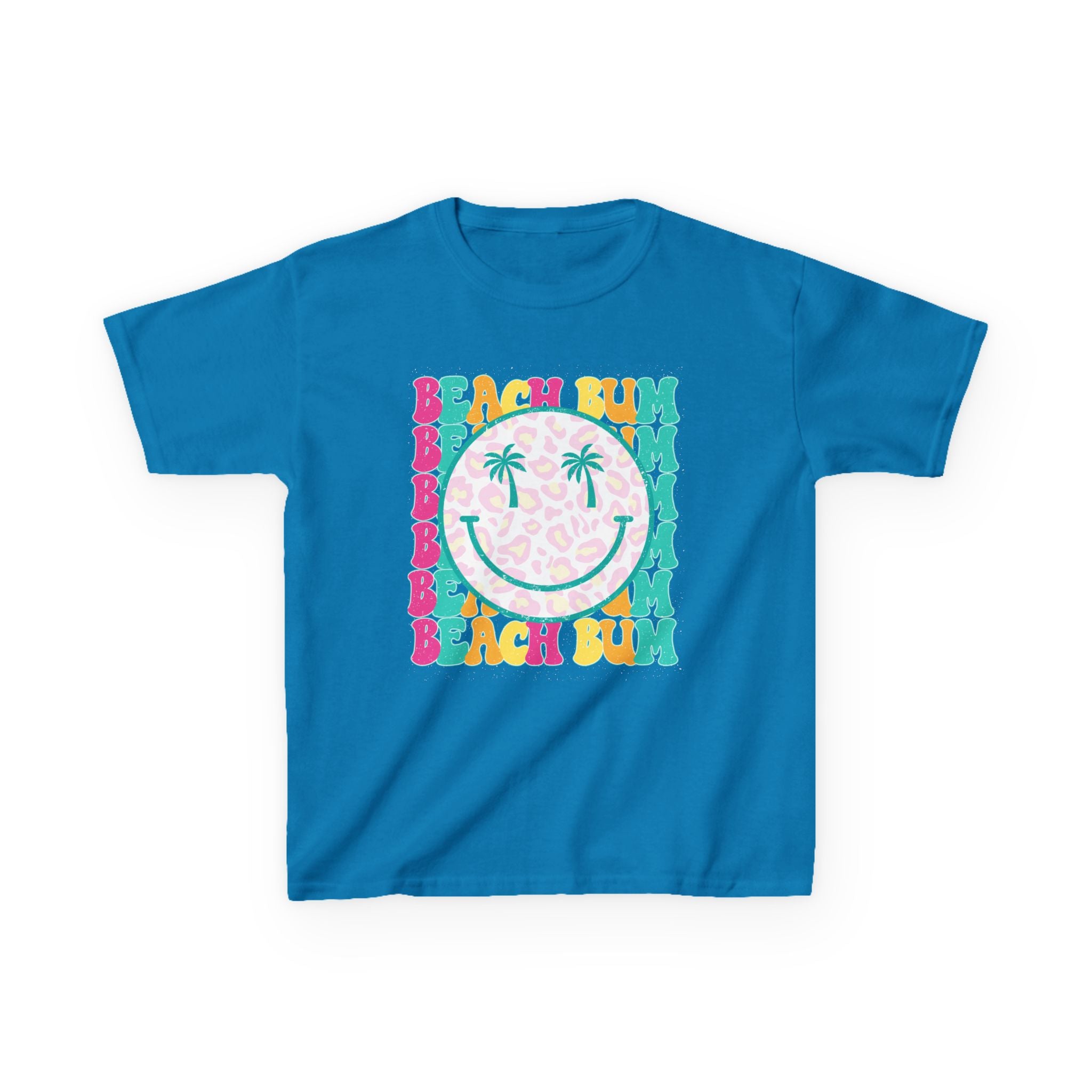 Kids Tee - "Beach Bum" Smiley Palm Graphic Tropical Summer Shirt