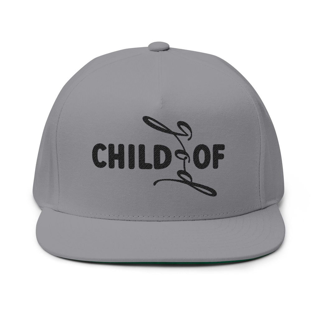 Embroidered Flat Bill Cap — "Child of God" Script Logo