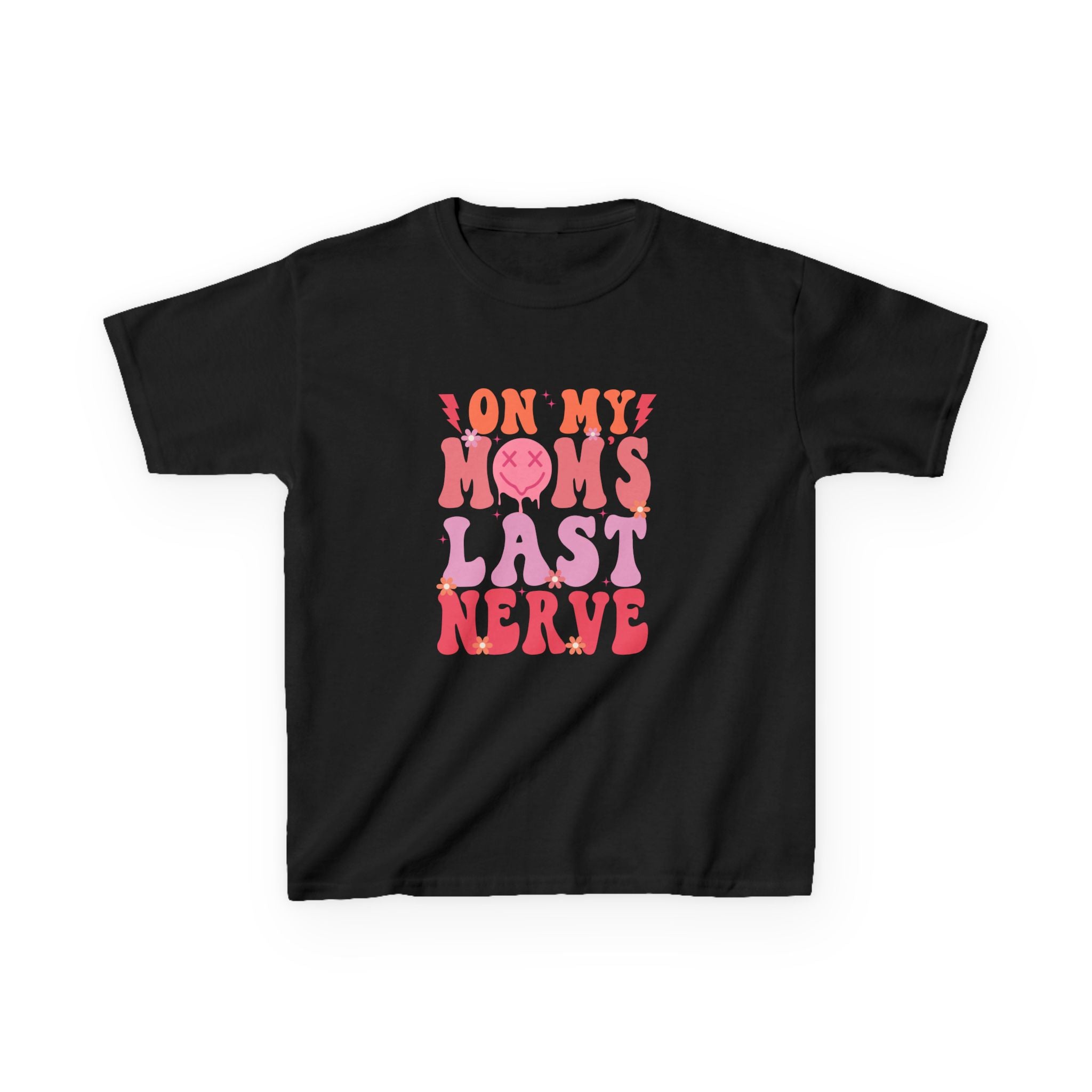 Kids Tee — "On My Mom's Last Nerve" Retro Pink Graphic