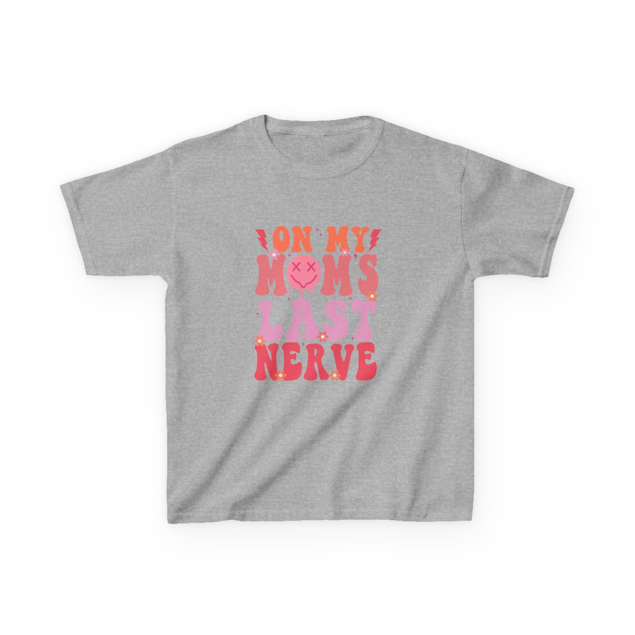 Kids Tee — "On My Mom's Last Nerve" Retro Pink Graphic