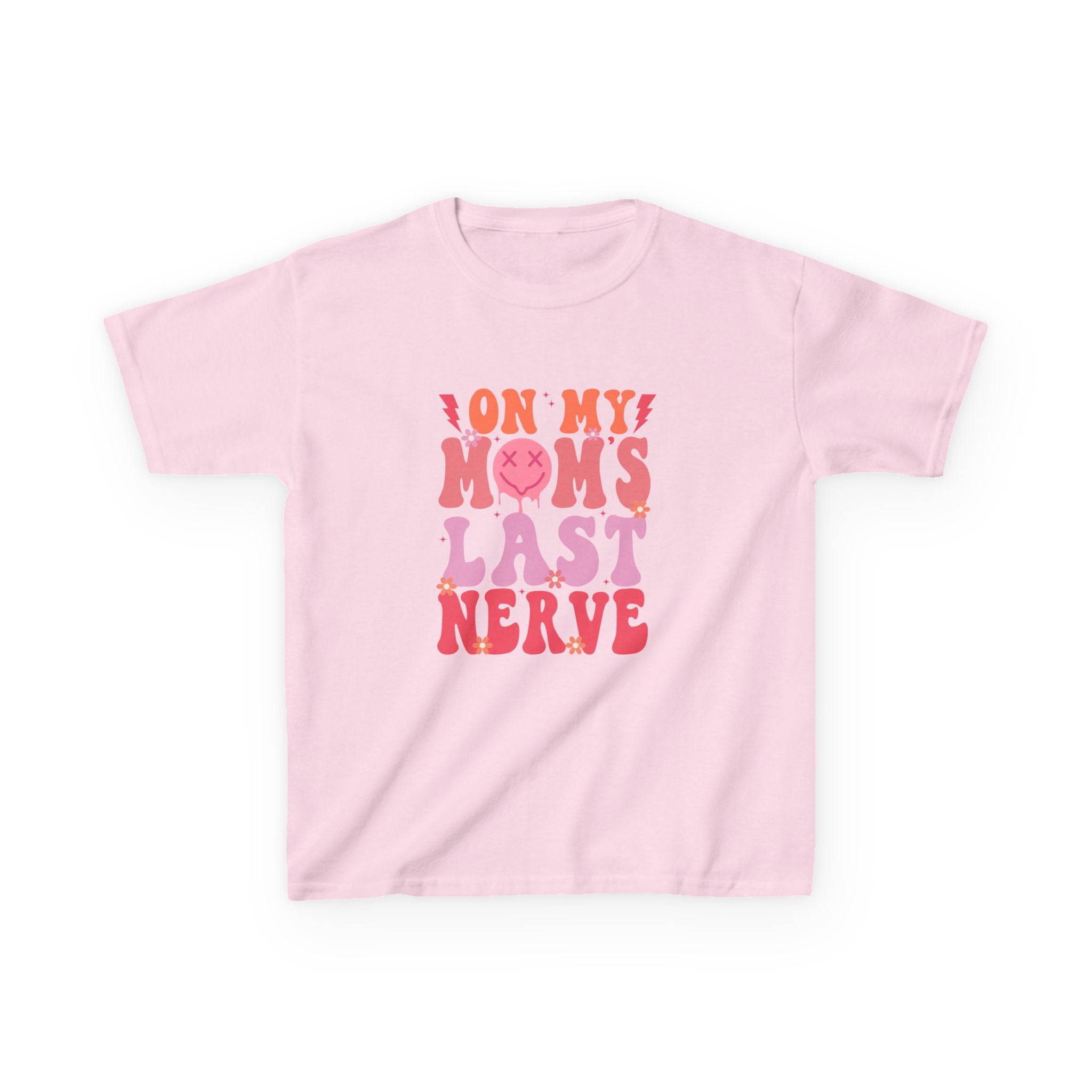 Kids Tee — "On My Mom's Last Nerve" Retro Pink Graphic