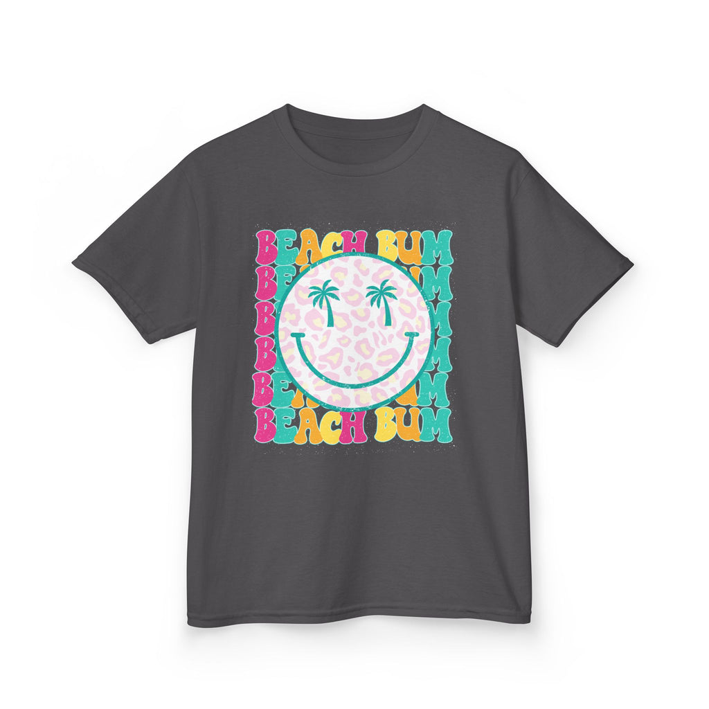 Kids Tee - "Beach Bum" Smiley Palm Graphic Tropical Summer Shirt