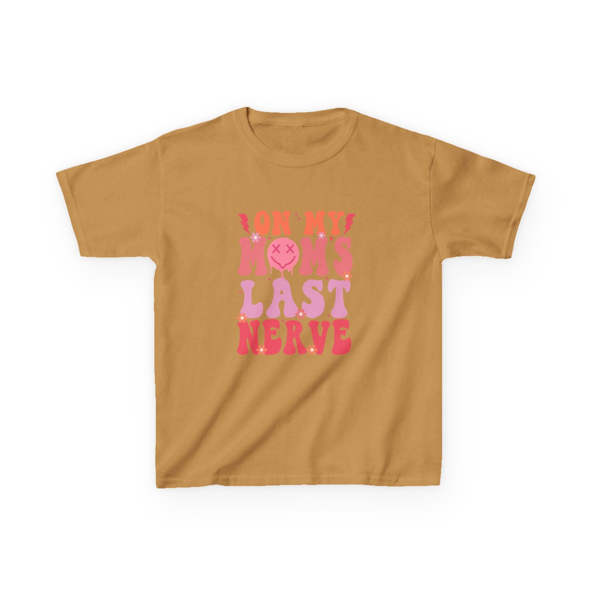 Kids Tee — "On My Mom's Last Nerve" Retro Pink Graphic