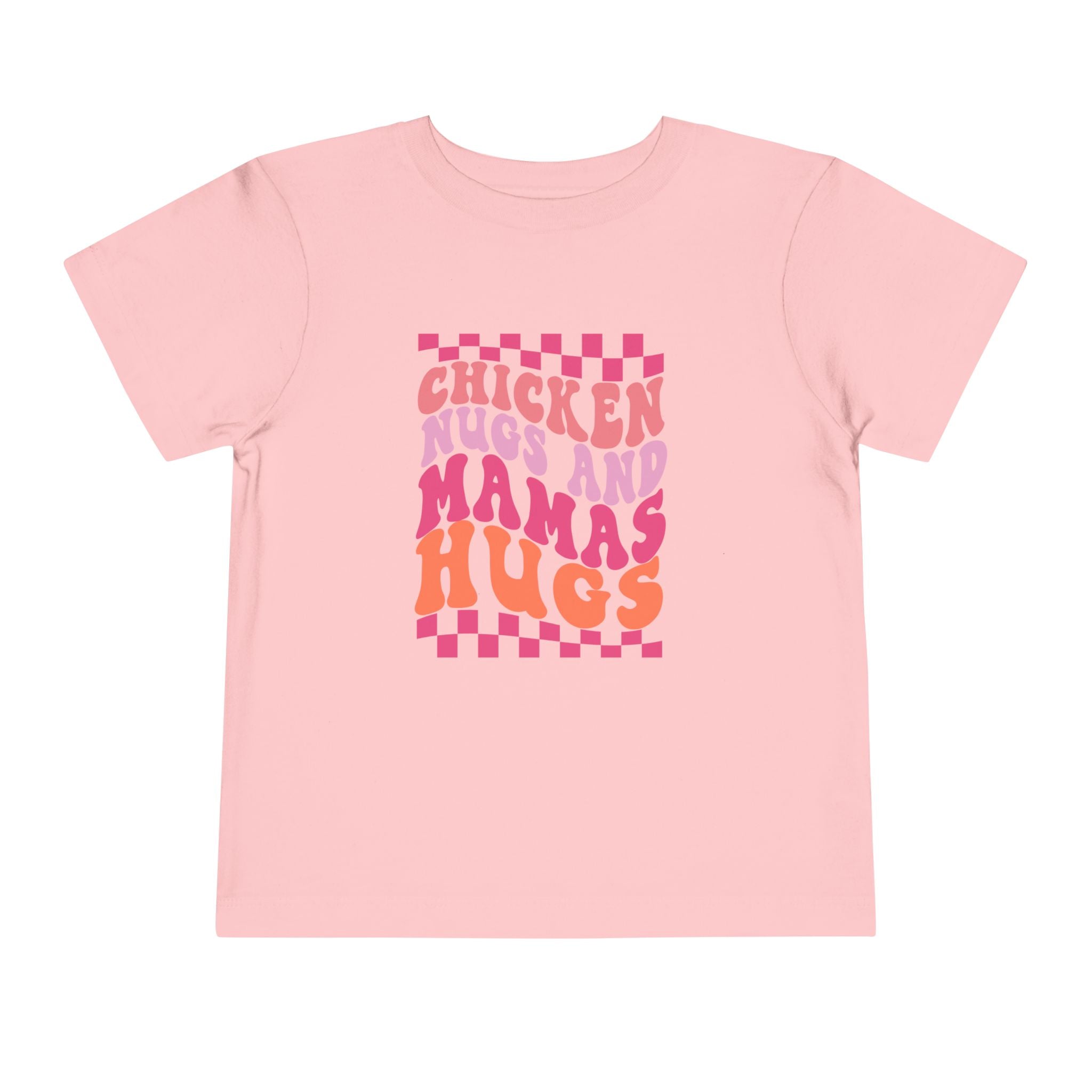 Toddler Tee — "Chicken Hugs and Mama's Hugs" Retro Pink Checkerboard