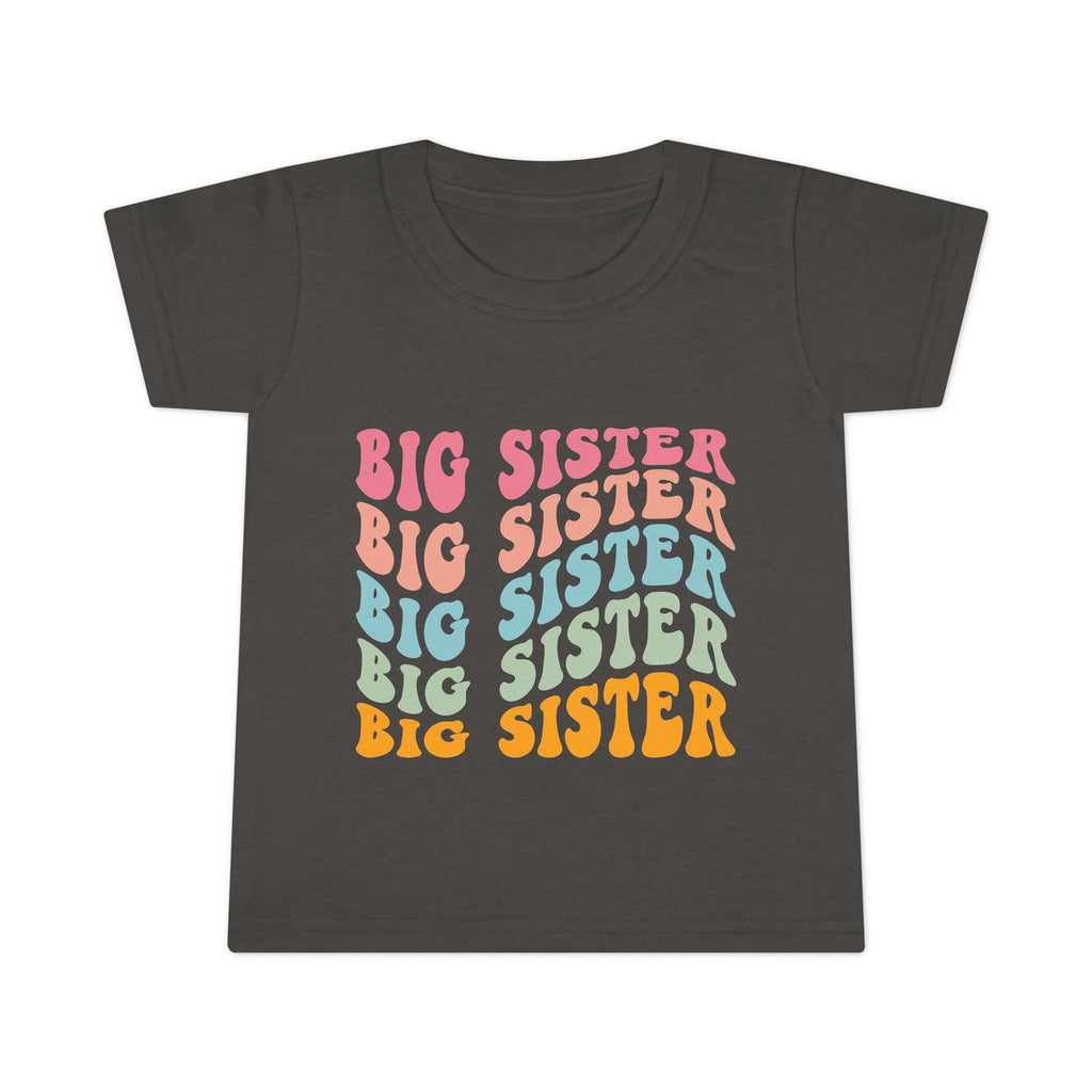Big Sister Toddler T-Shirt Retro Rainbow Stacked Text