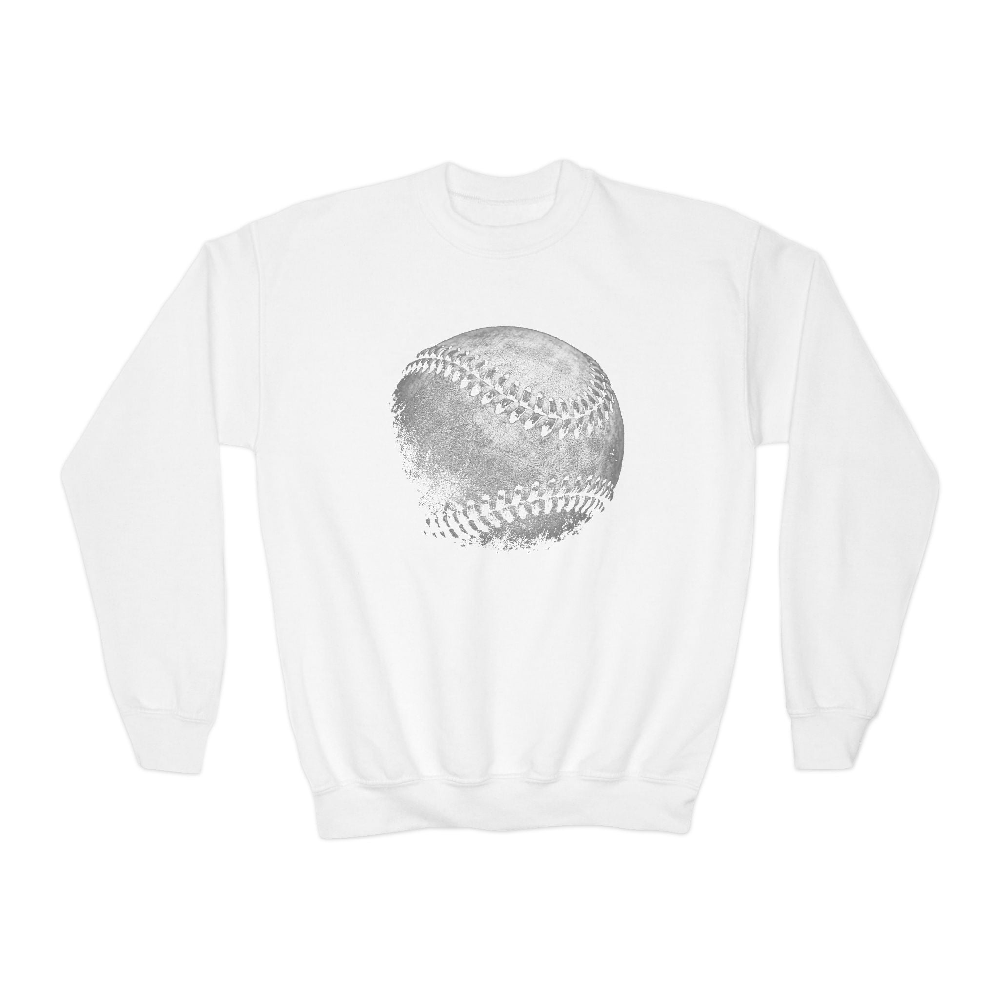 Youth Baseball Crewneck Sweatshirt — Vintage Distressed Baseball Graphic