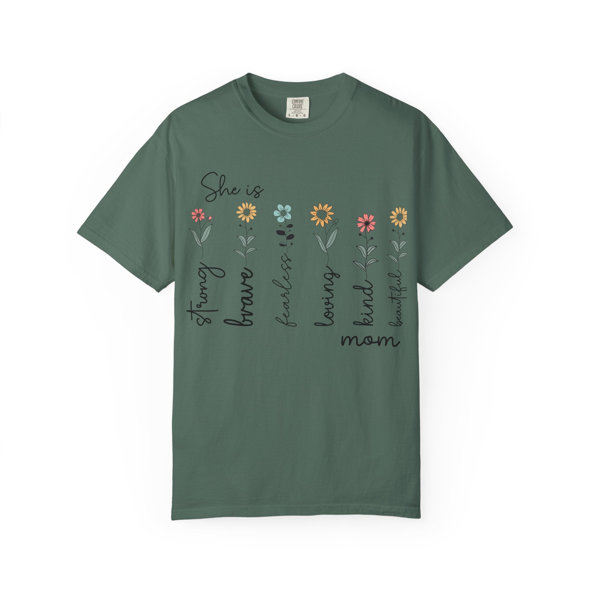 She Is Mom Floral T-Shirt — Brave, Kind, Beautiful Mother's Day Tee