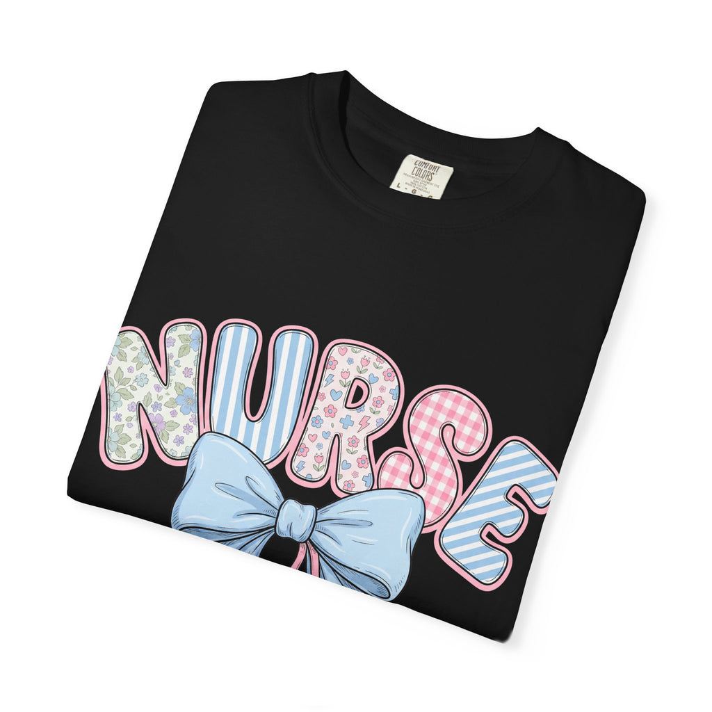 Nurse Bow Stethoscope T-Shirt Pastel Floral Nursing