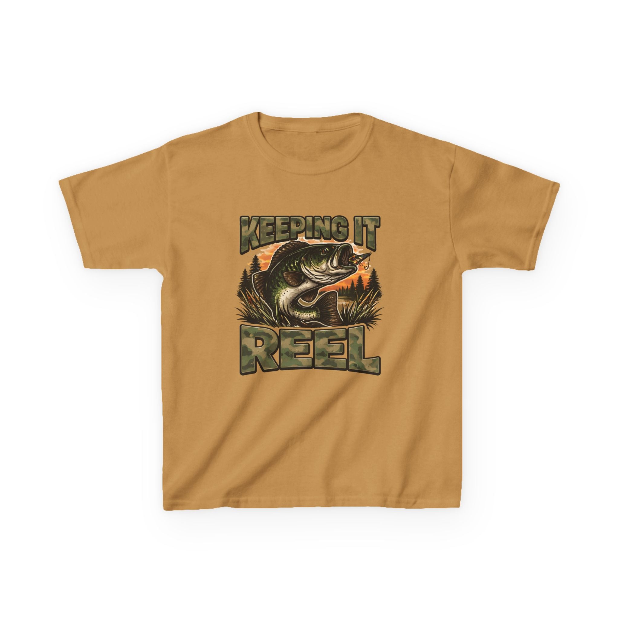 Kids Fishing T-Shirt — "Keeping It Reel" Bass Graphic Tee