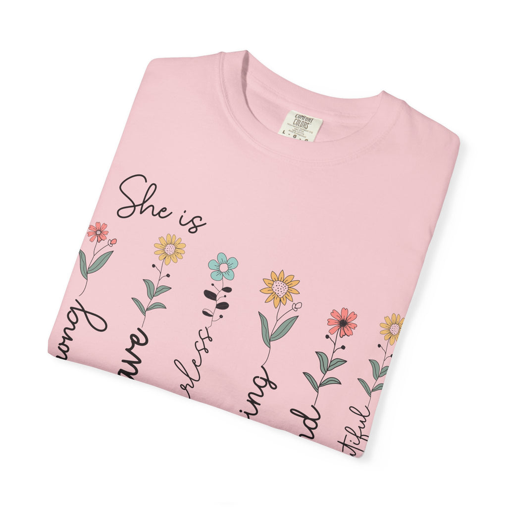 She Is Mom Floral T-Shirt — Brave, Kind, Beautiful Mother's Day Tee