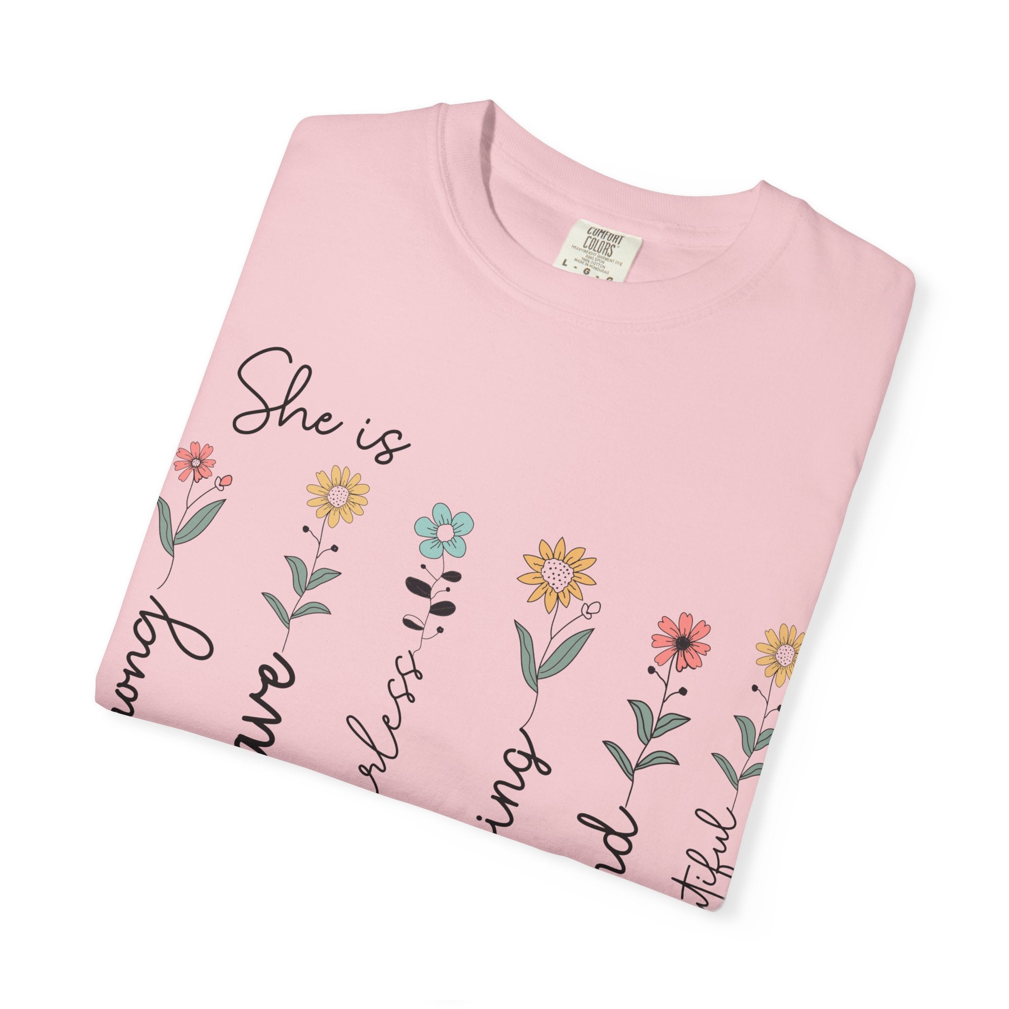 She Is Mom Floral T-Shirt — Brave, Kind, Beautiful Mother's Day Tee