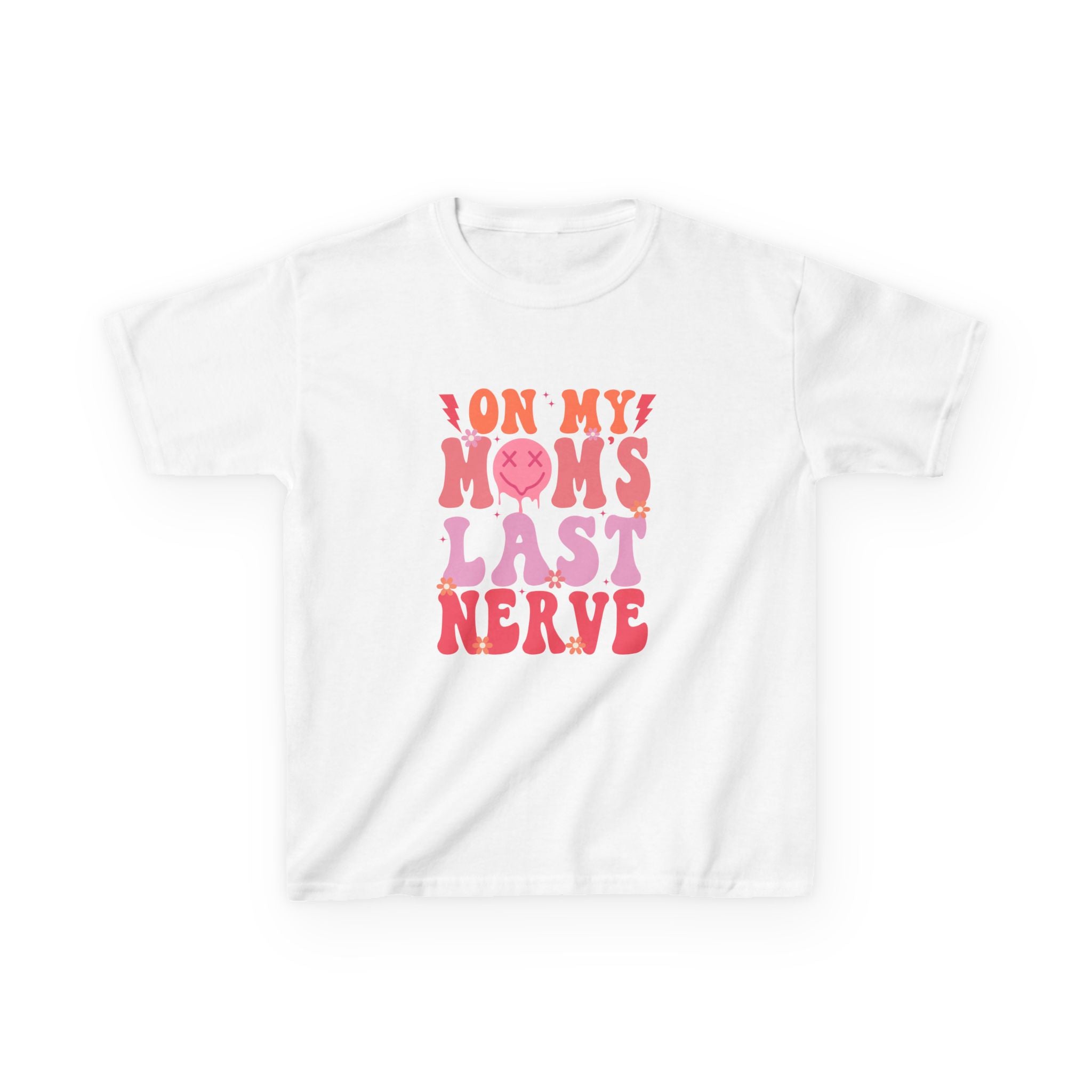 Kids Tee — "On My Mom's Last Nerve" Retro Pink Graphic