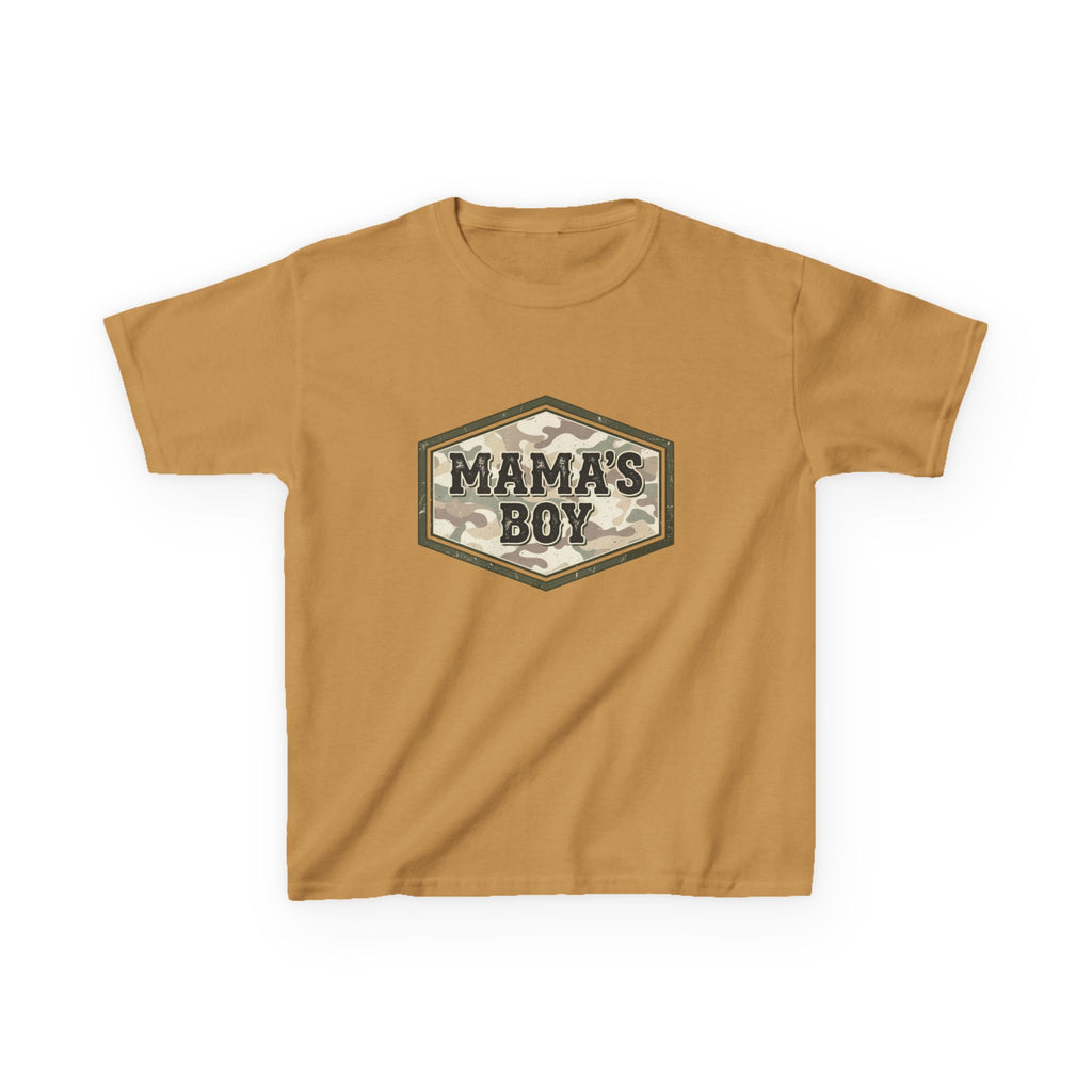 Kids T-Shirt — "Mama's Boy" Camo Badge Tee