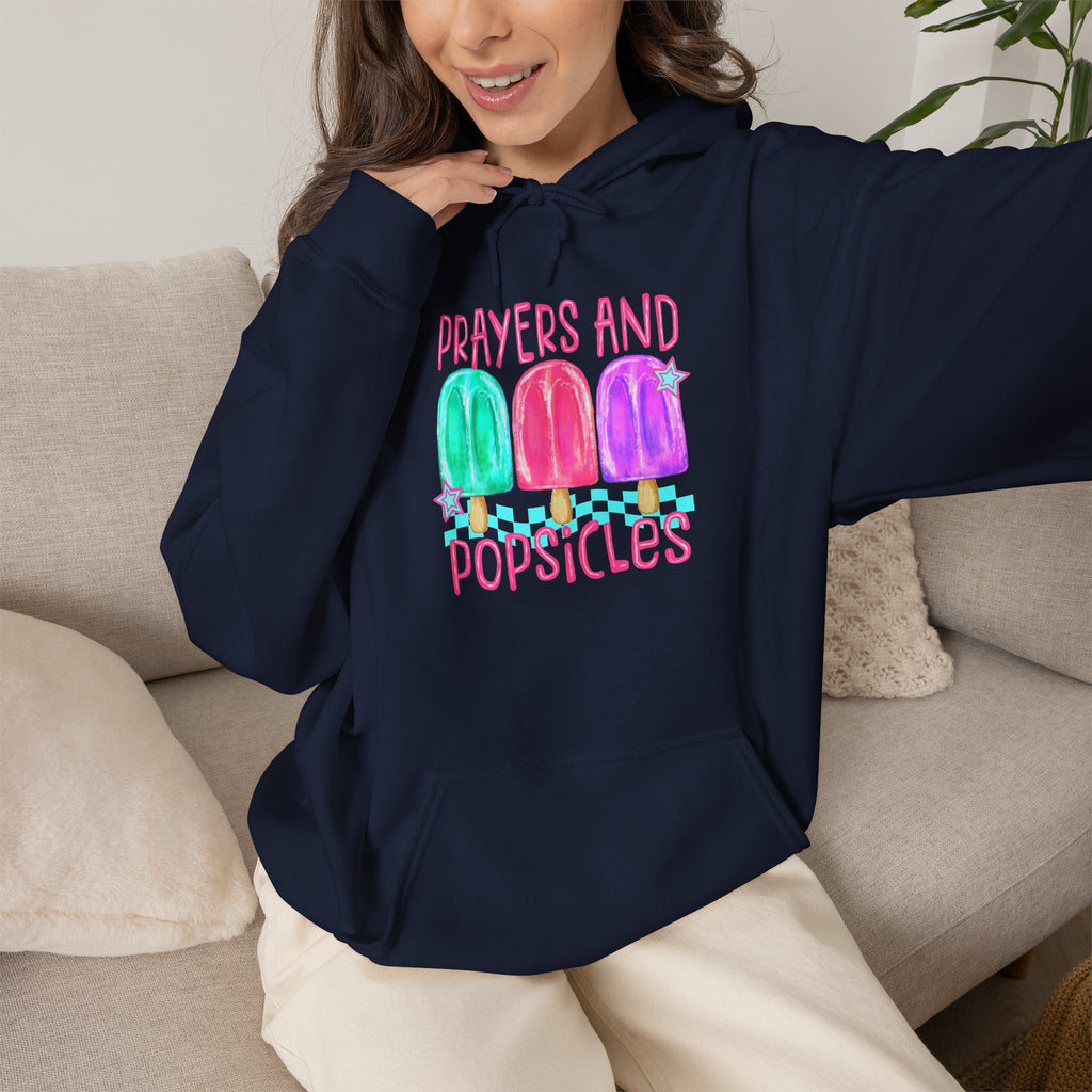 Prayer & Popsicles Hoodie — Cute Pastel Faith Graphic Sweatshirt