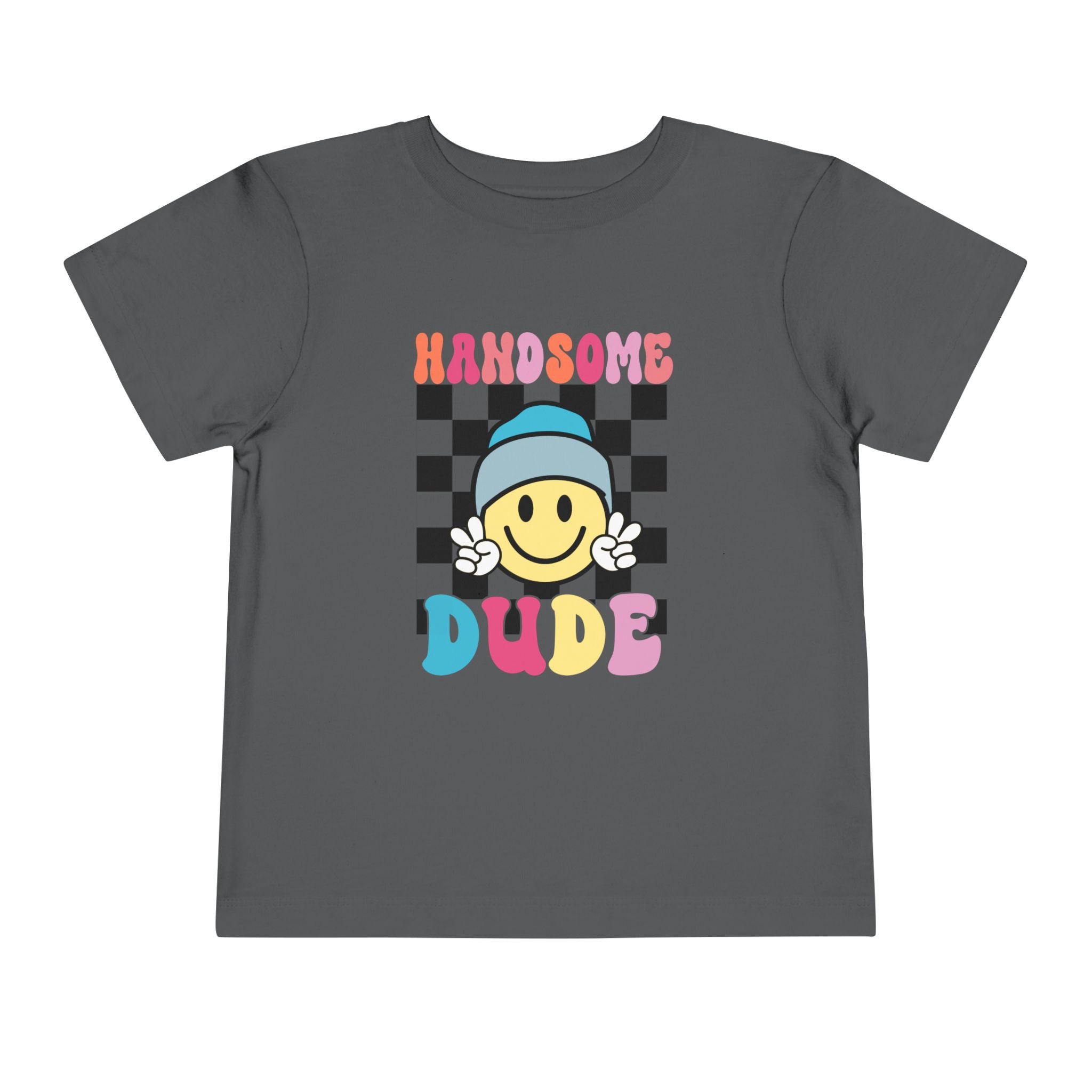 Handsome Dude Toddler Tee — Retro Smile Face Graphic Shirt